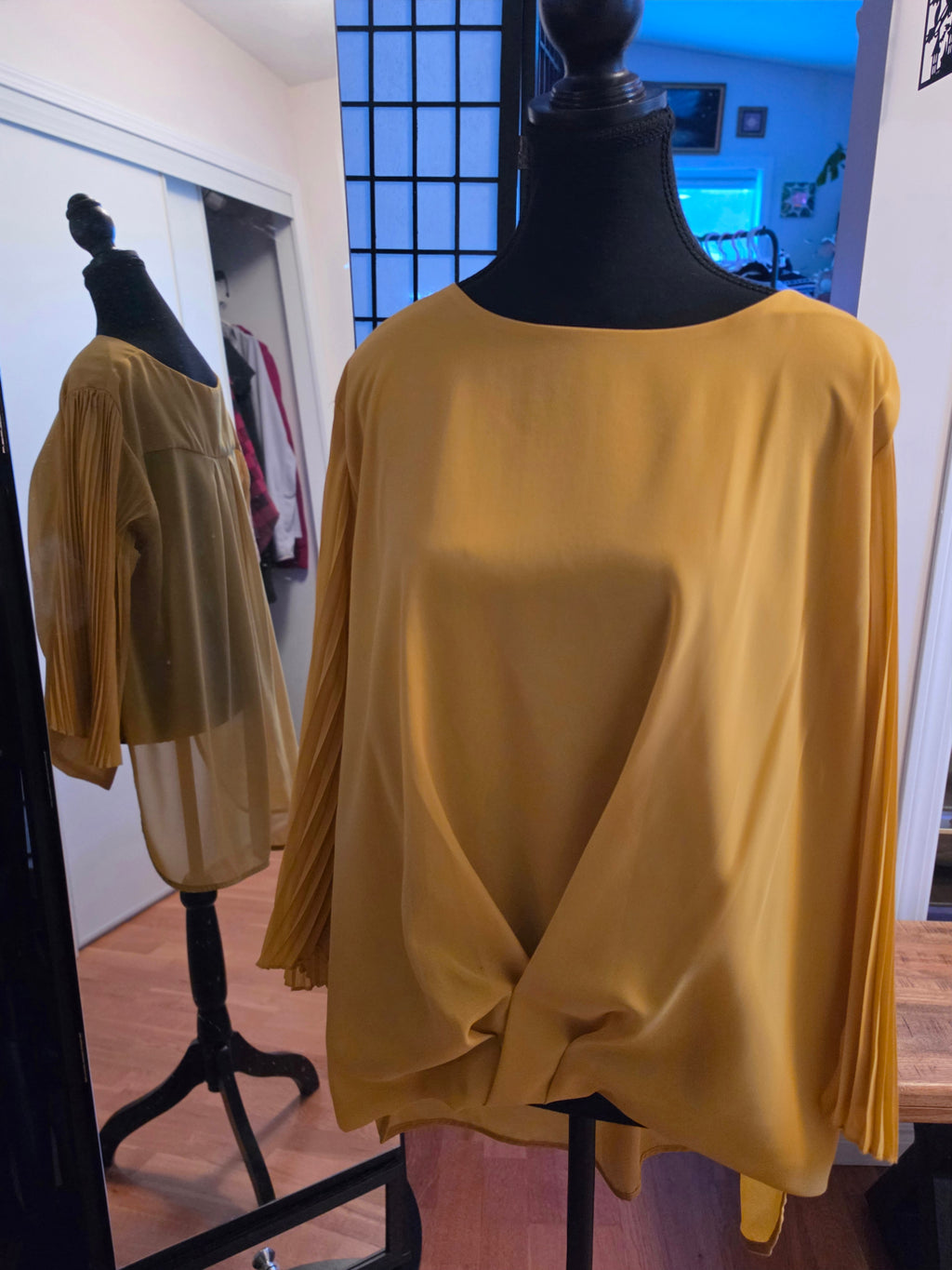 Golden Pleated Reverie Blouse