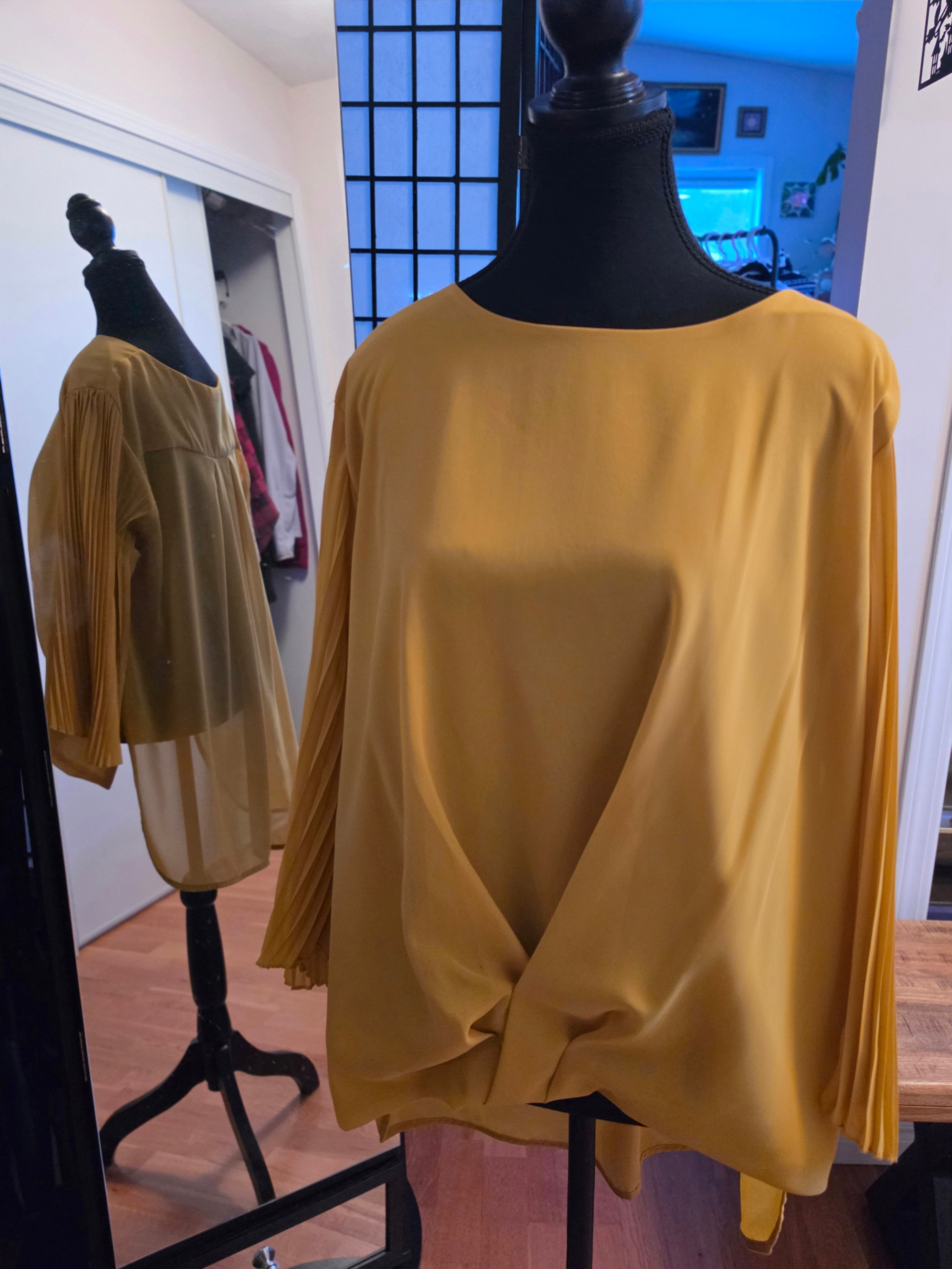 Golden Pleated Reverie Blouse