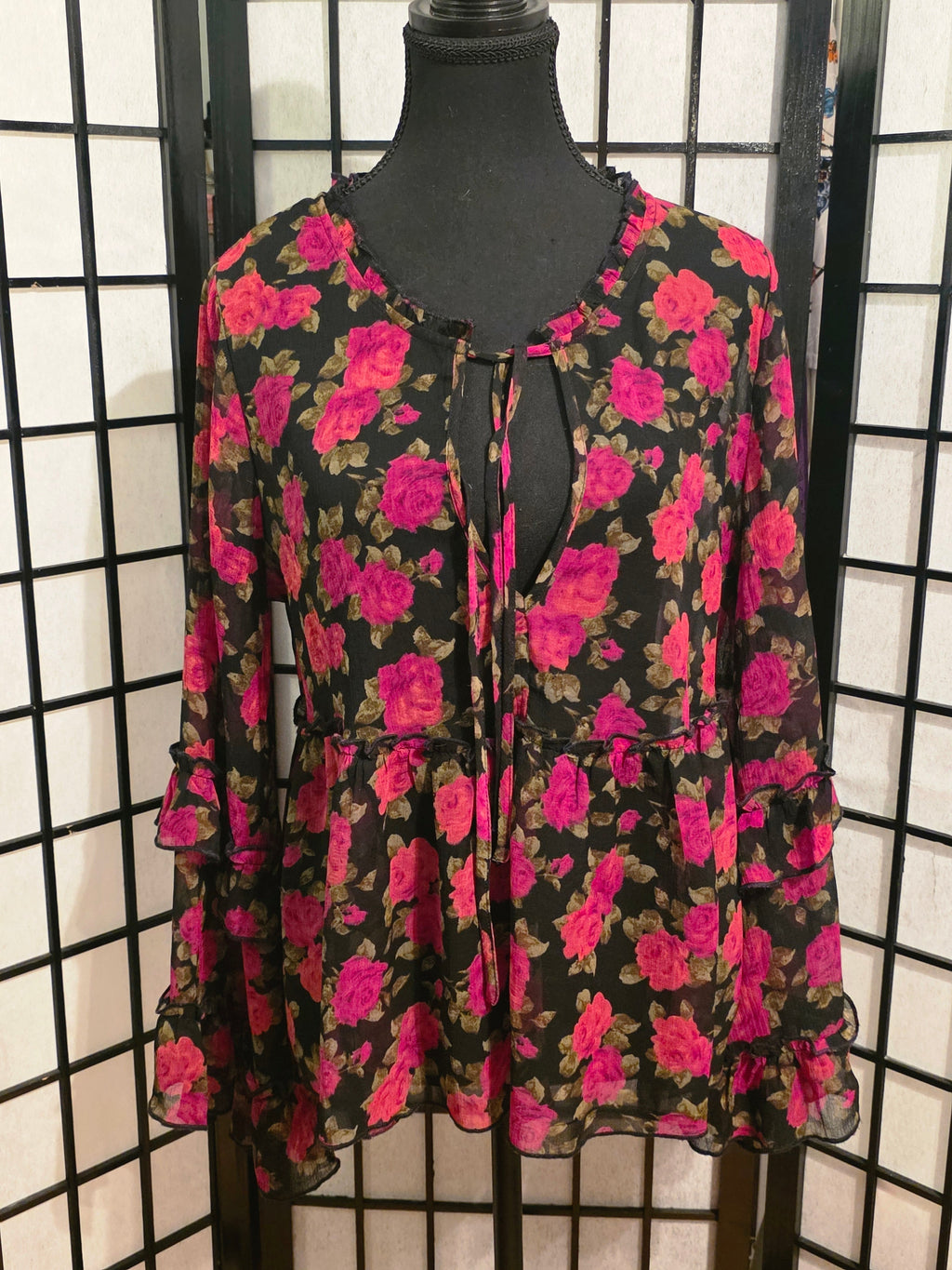 Fuchsia Garden Sheer Blouse