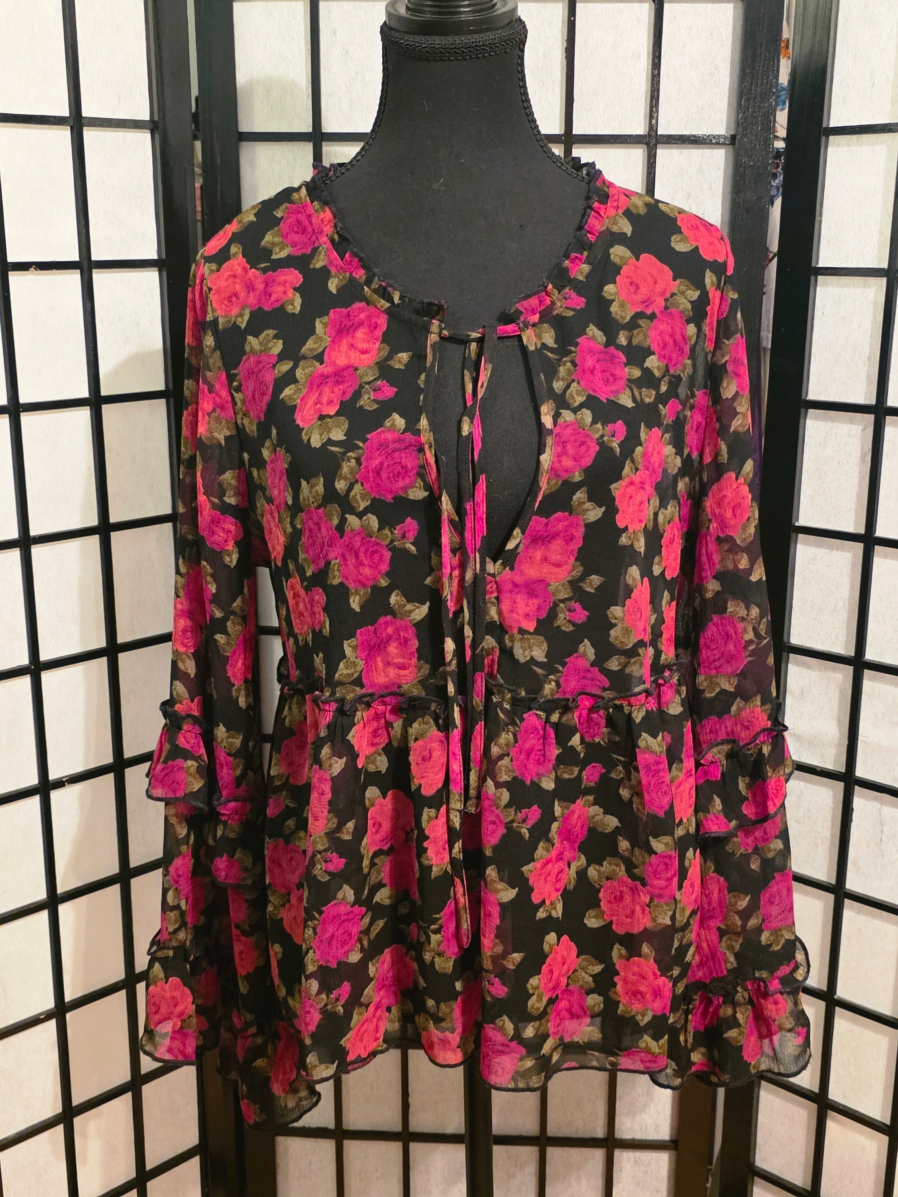 Fuchsia Garden Sheer Blouse