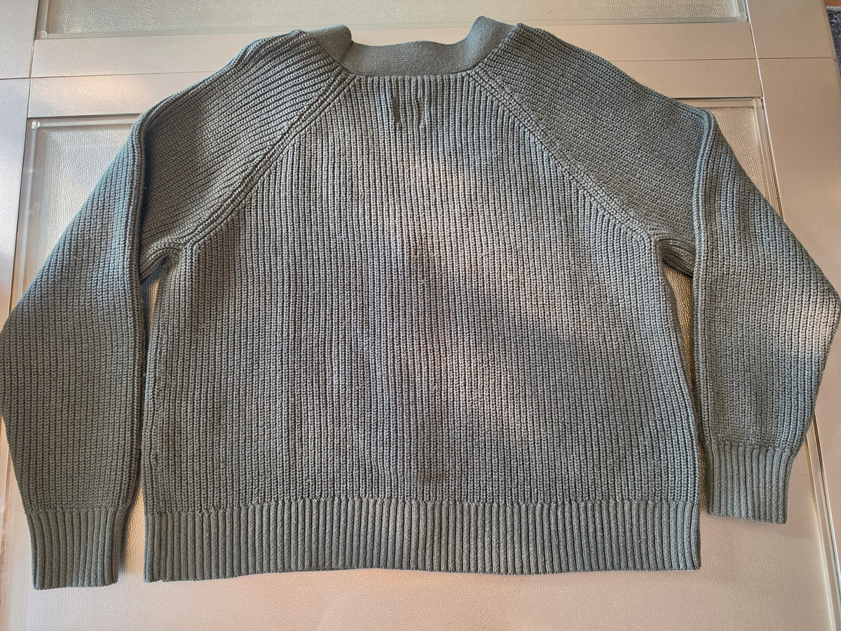 GAP Sage Green Ribbed Cotton-Wool Button Cardigan