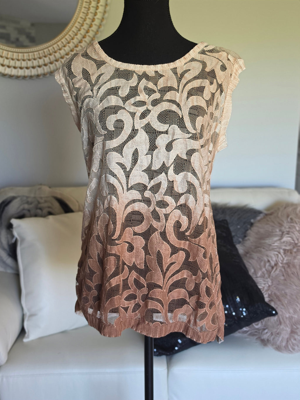 Ombré Lace Drift Top — Morning Apple