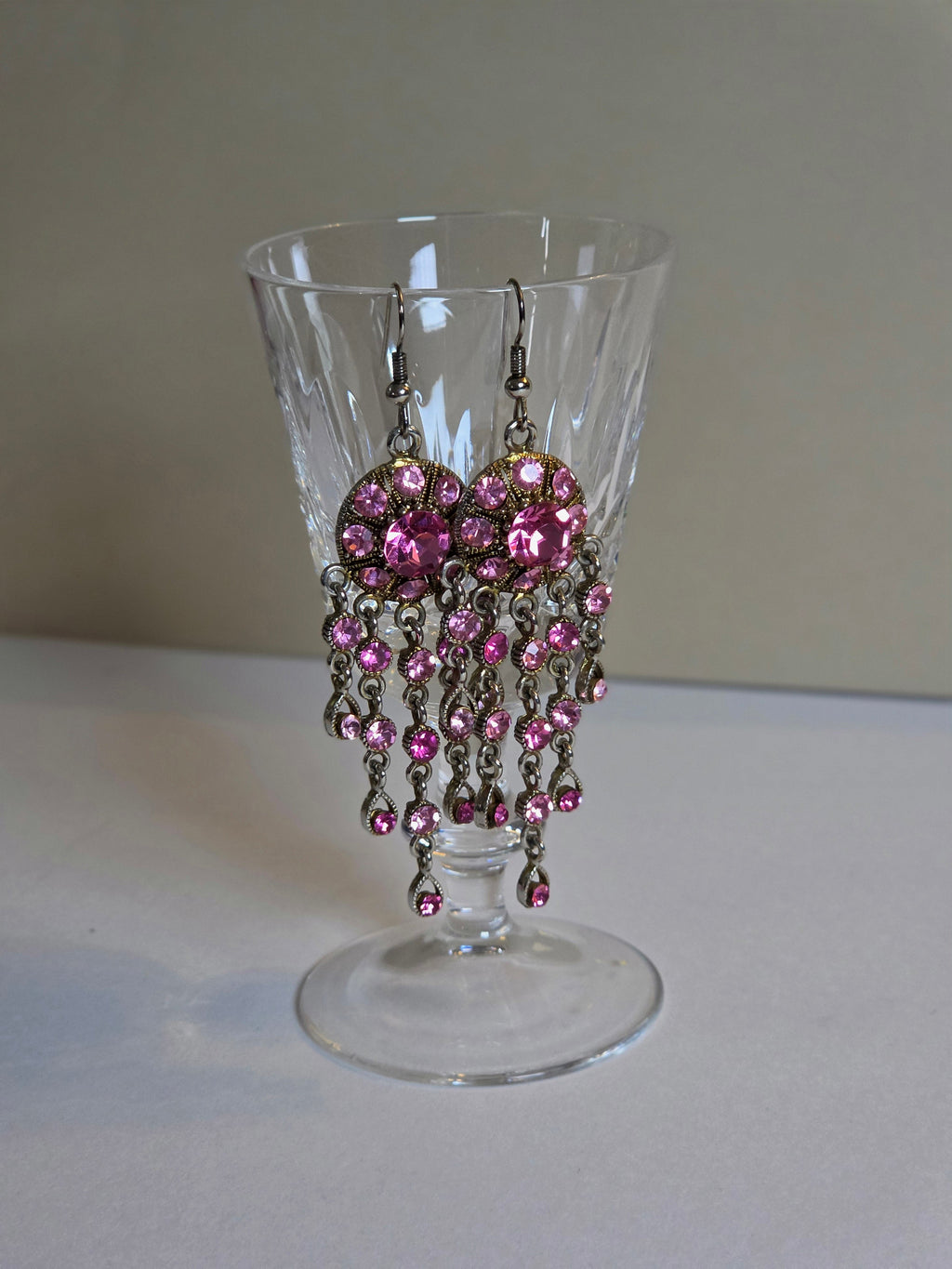 Pink Crystal Chandelier Earrings