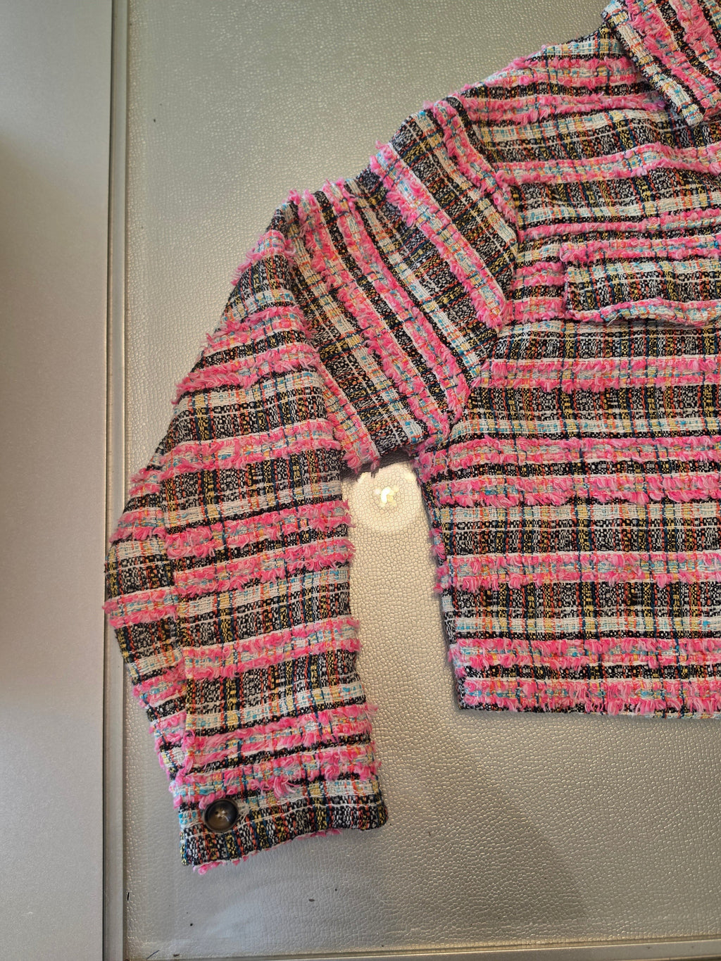 The Chanel-Coded Dream — Bouclé Tweed Jacket | Pink Multicolour