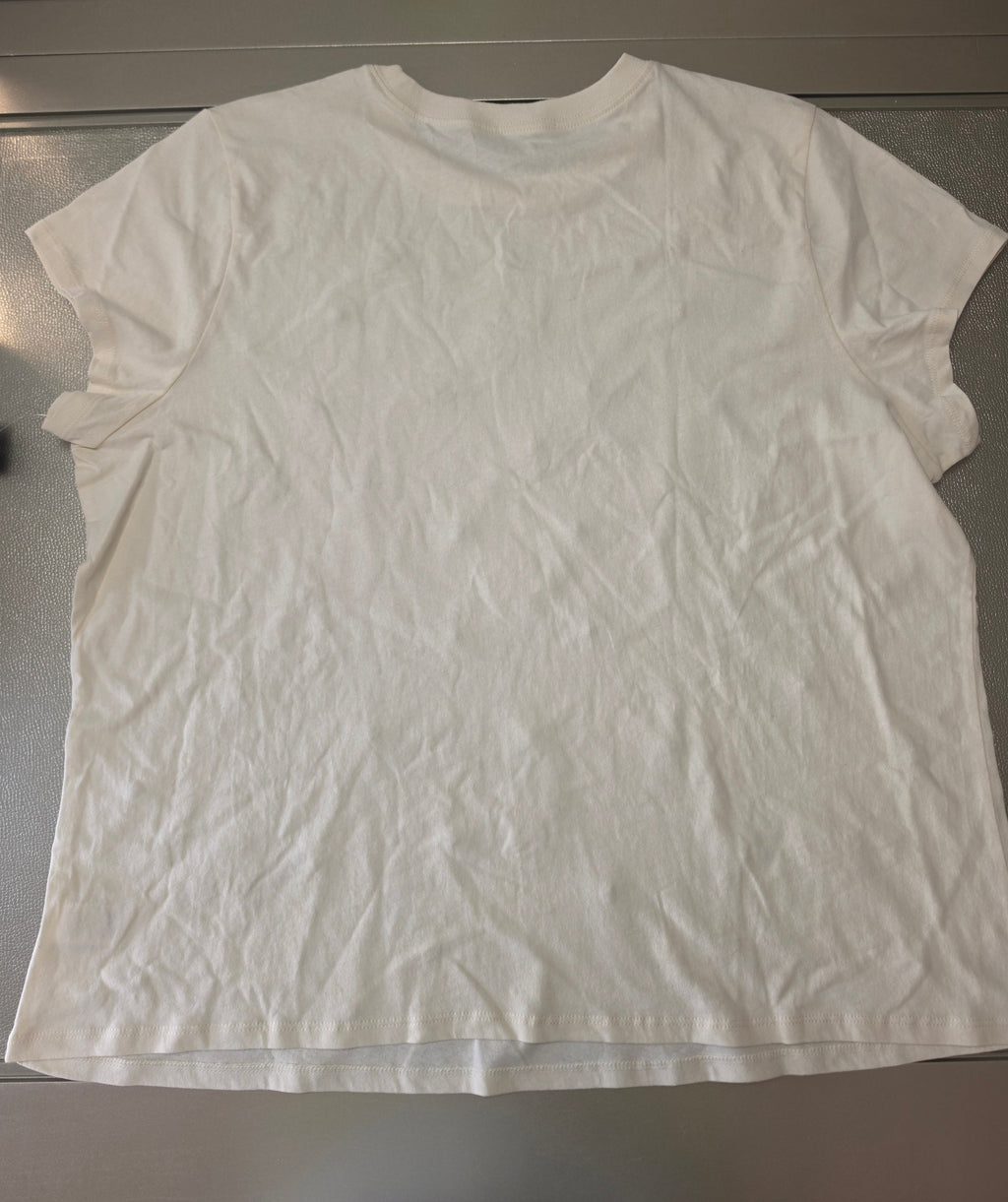 Whisper White Embellished Tee — Gold Floral Beaded