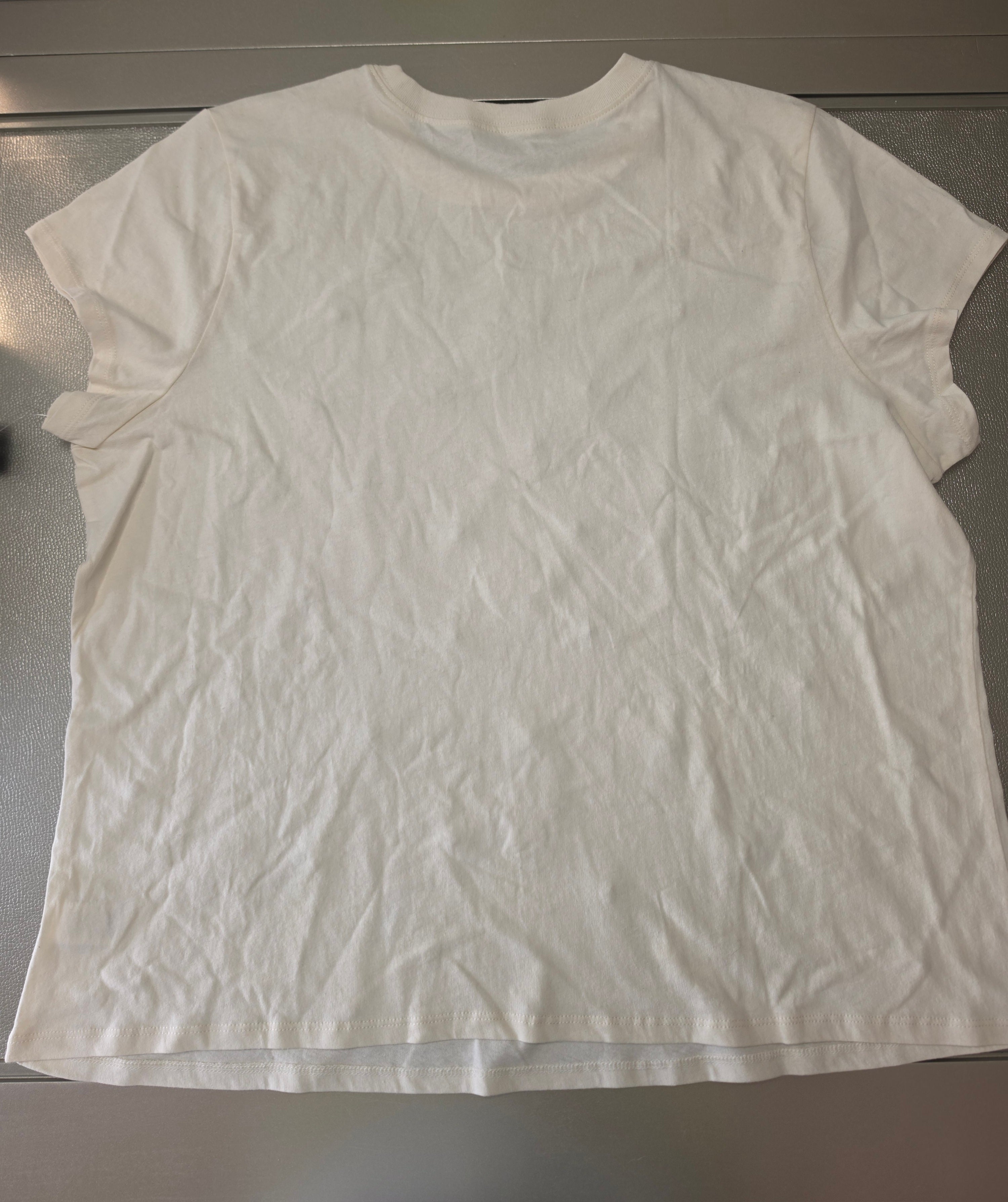 Whisper White Embellished Tee — Gold Floral Beaded