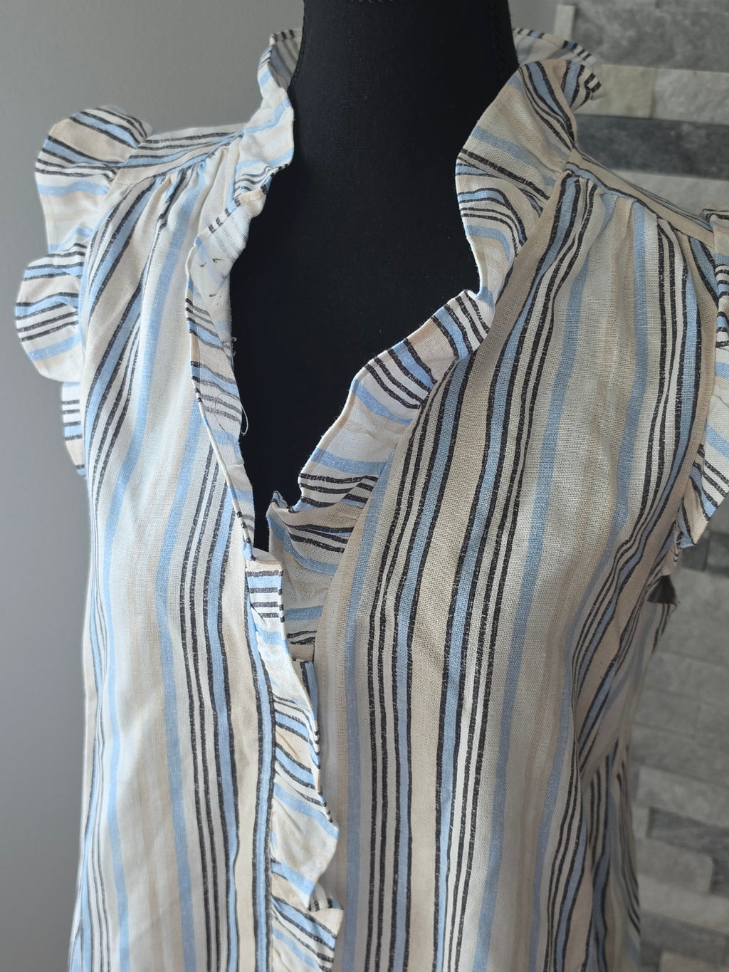 The Ruffle & Stripe — Mexx Sleeveless Babydoll Blouse