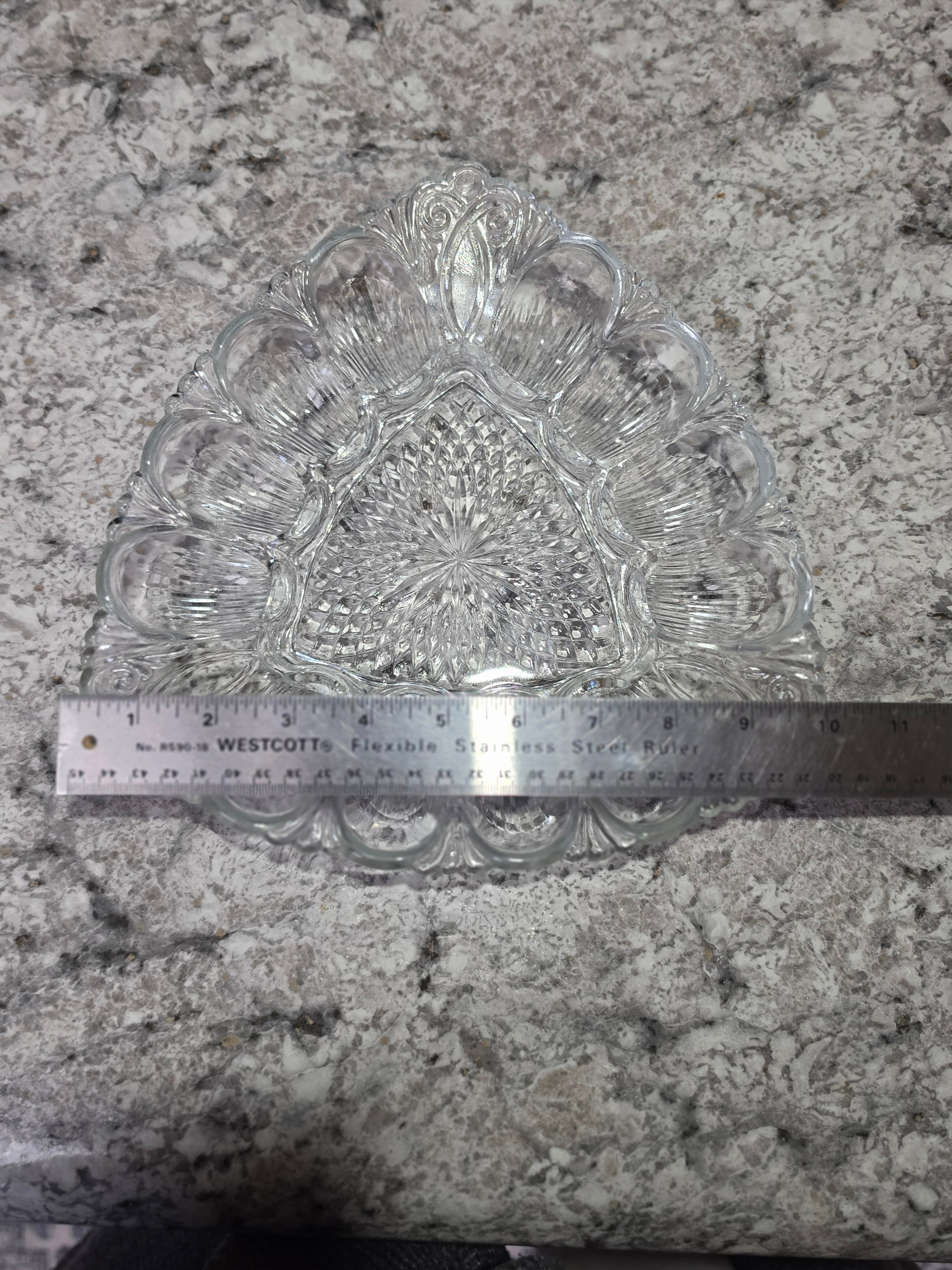 Crown & Crystal — Vintage Pressed Glass Baroque Divided Dish