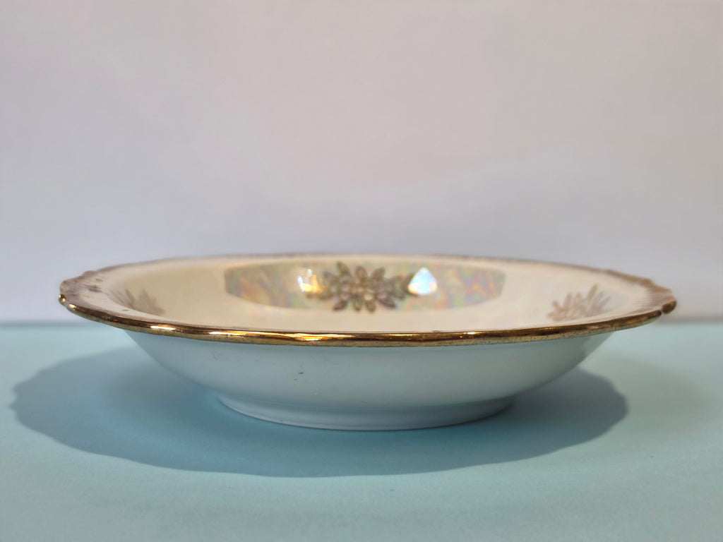 The Homestead Basin — Vintage Japanese Lusterware with Currier & Ives Winter Pastoral Scene