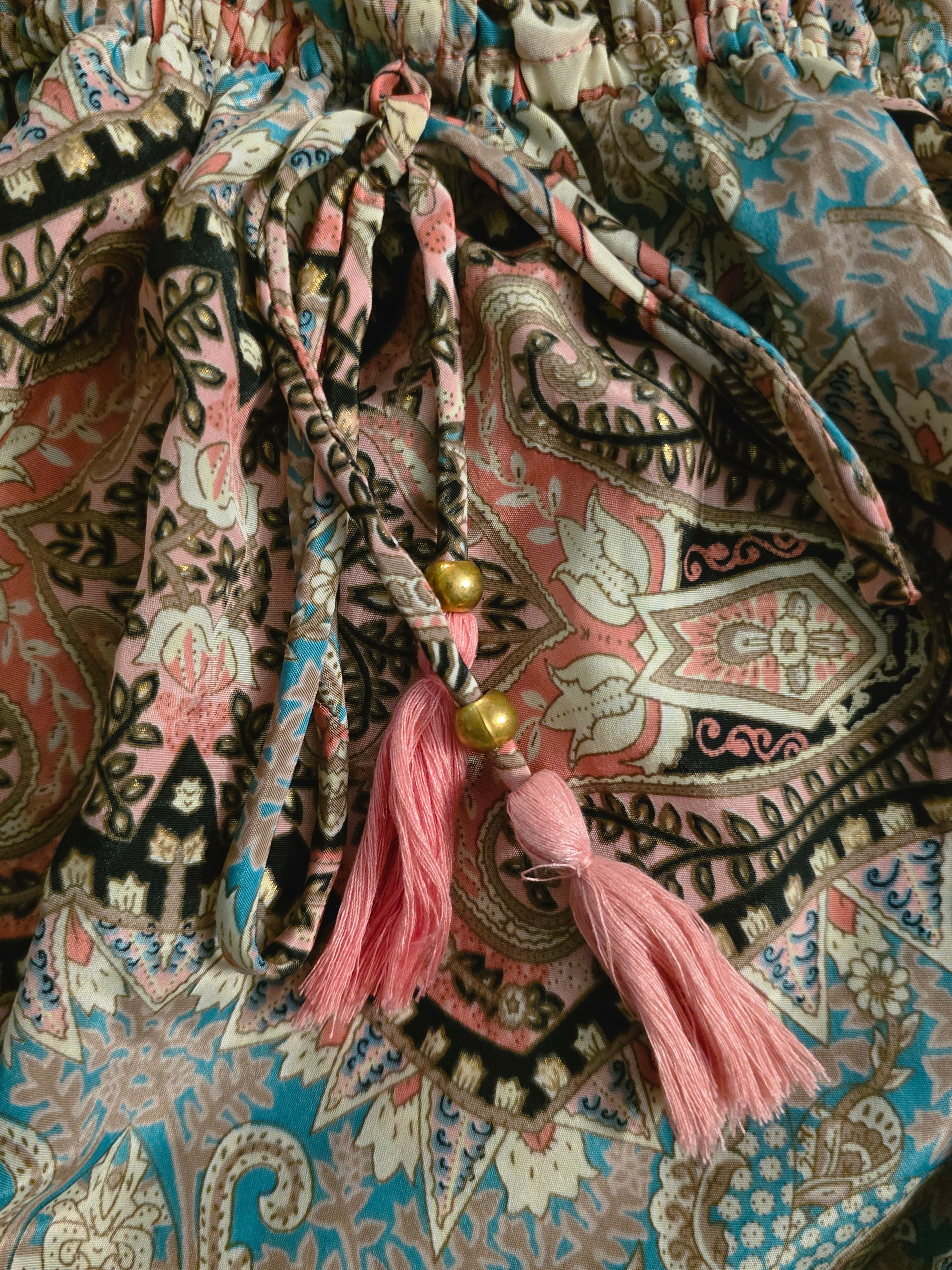 Ethereally Embellished Silk Paisley Kimono Cover-Up