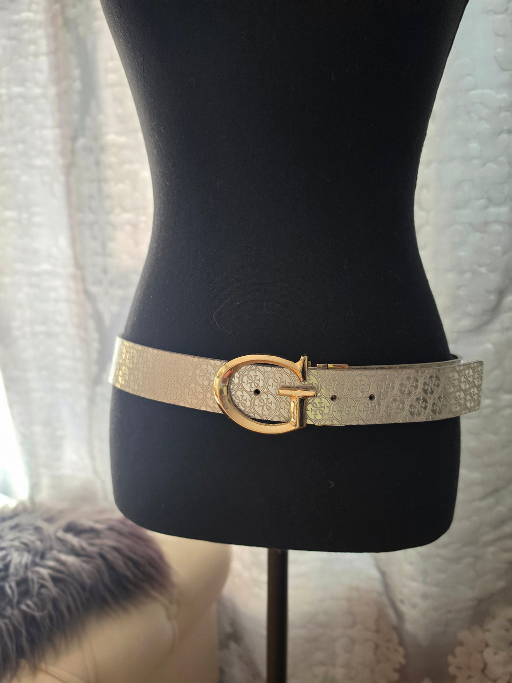 The Golden Cipher — Guess Reversible Monogram Belt