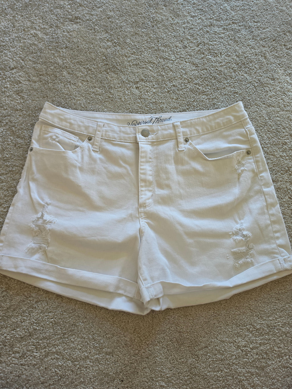Blank Canvas — Universal Thread White Distressed Denim Shorts