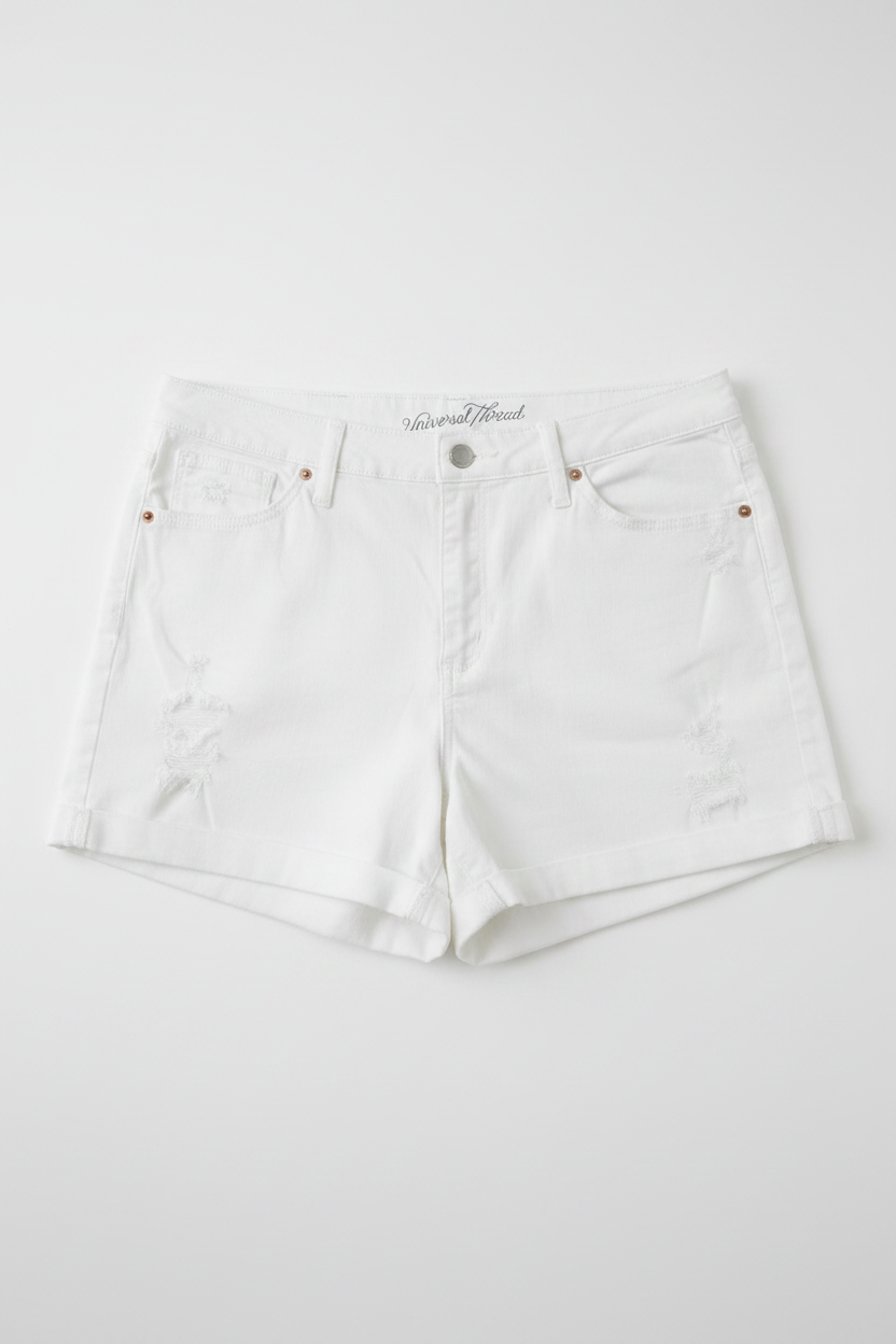 Blank Canvas — Universal Thread White Distressed Denim Shorts
