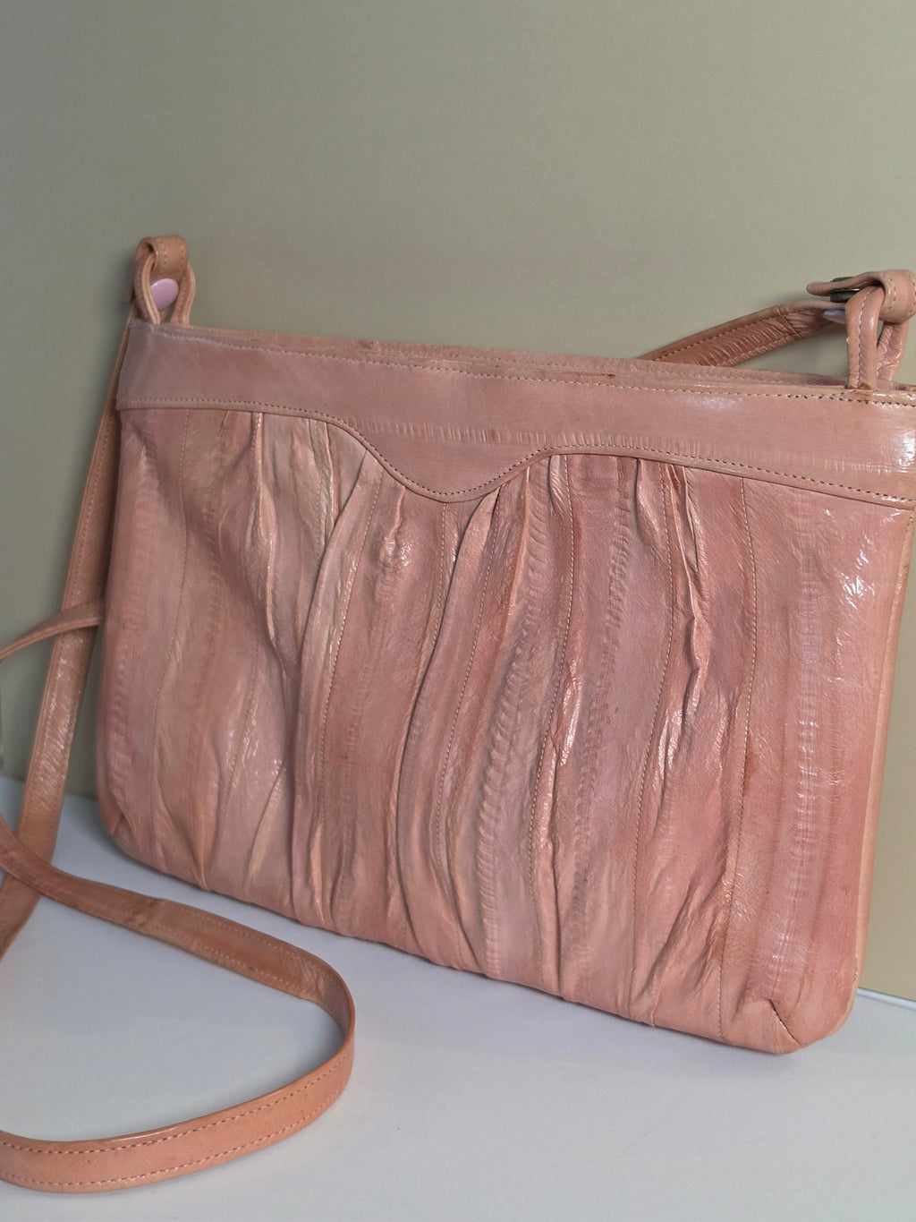 Whispered in Rose — Vintage Genuine Eel Skin Crossbody Bag
