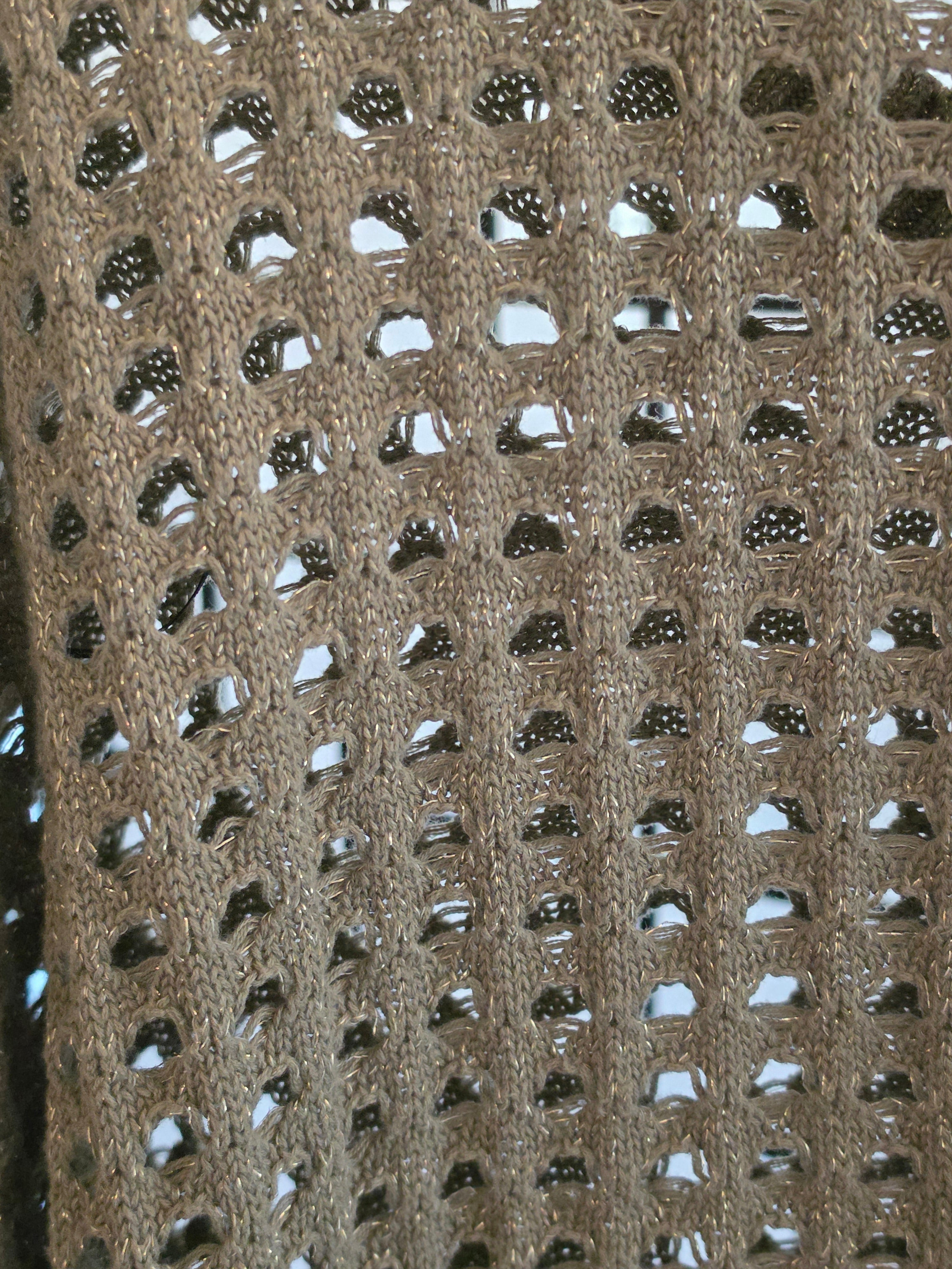 Gilded Shadows Open-Weave Pullover