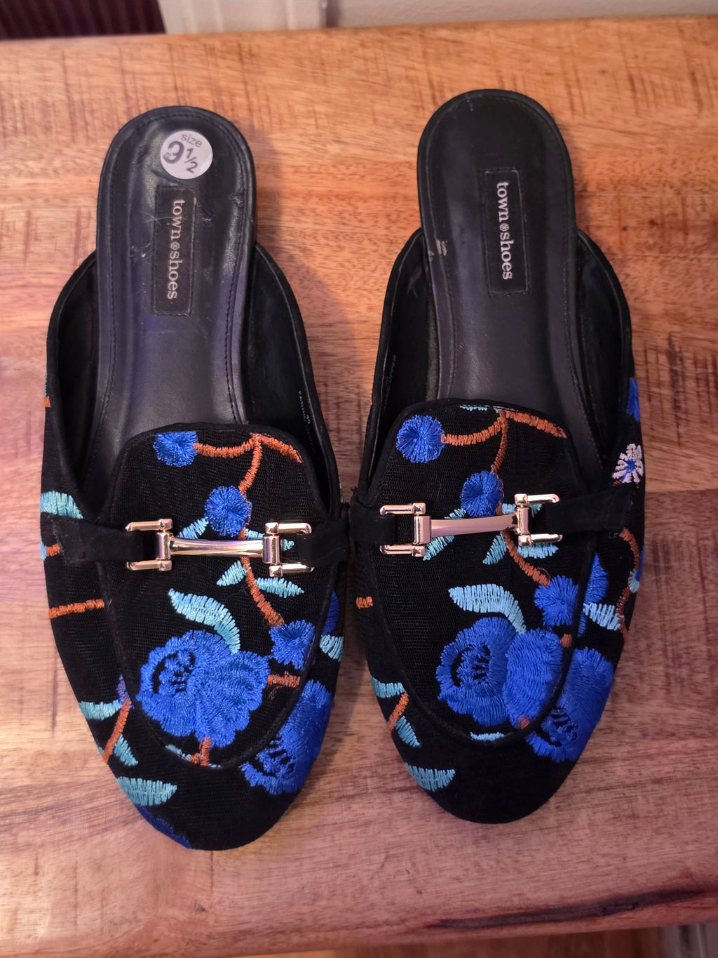 Midnight Garden Embroidered Mule Loafers – Town Shoes
