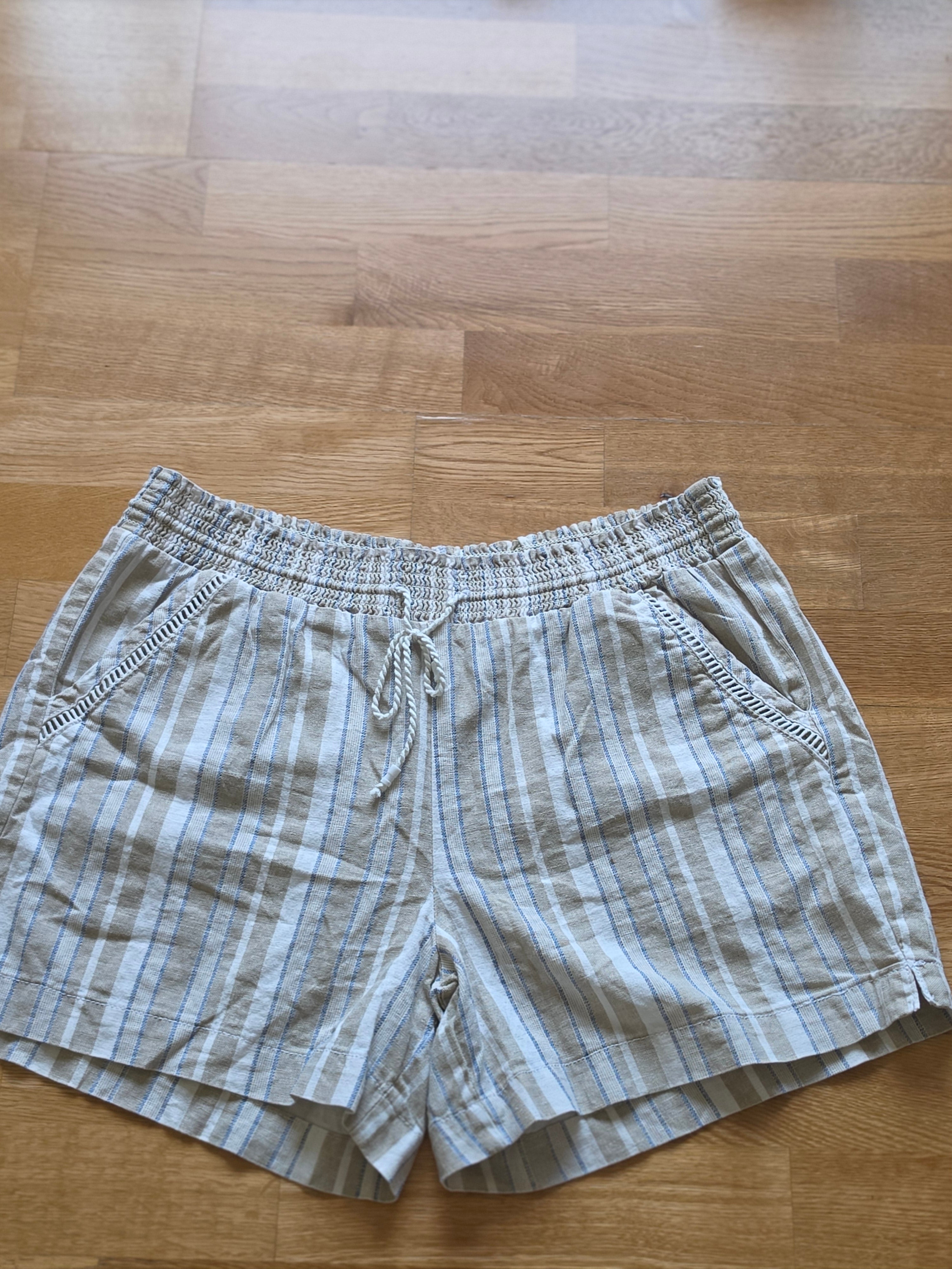 The Lazy Sunday Linen Short — Briggs New York Striped Smocked Waist