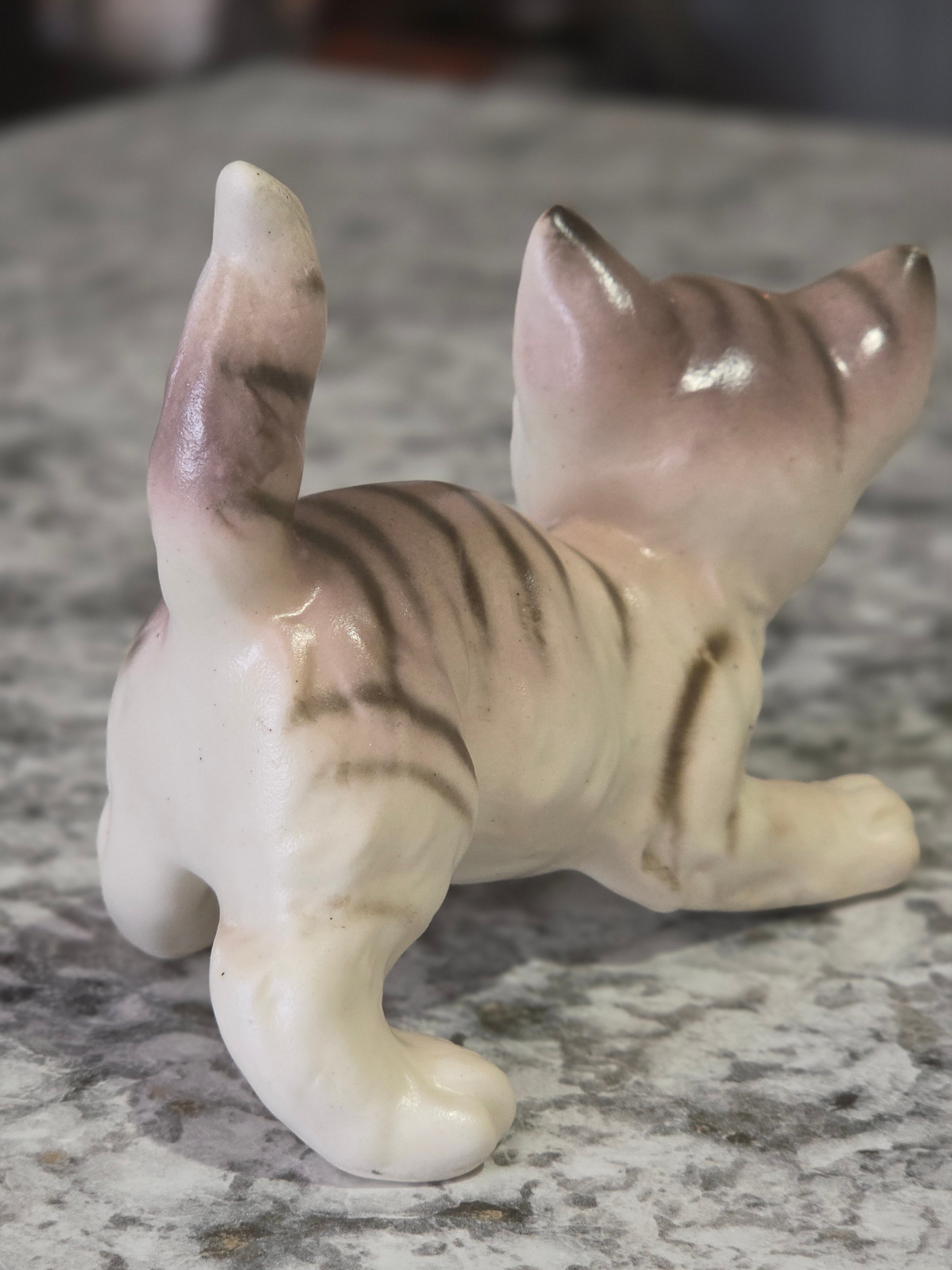 The Mischief & Moonlight Kitten — Vintage Japanese Porcelain Tabby Figurine
