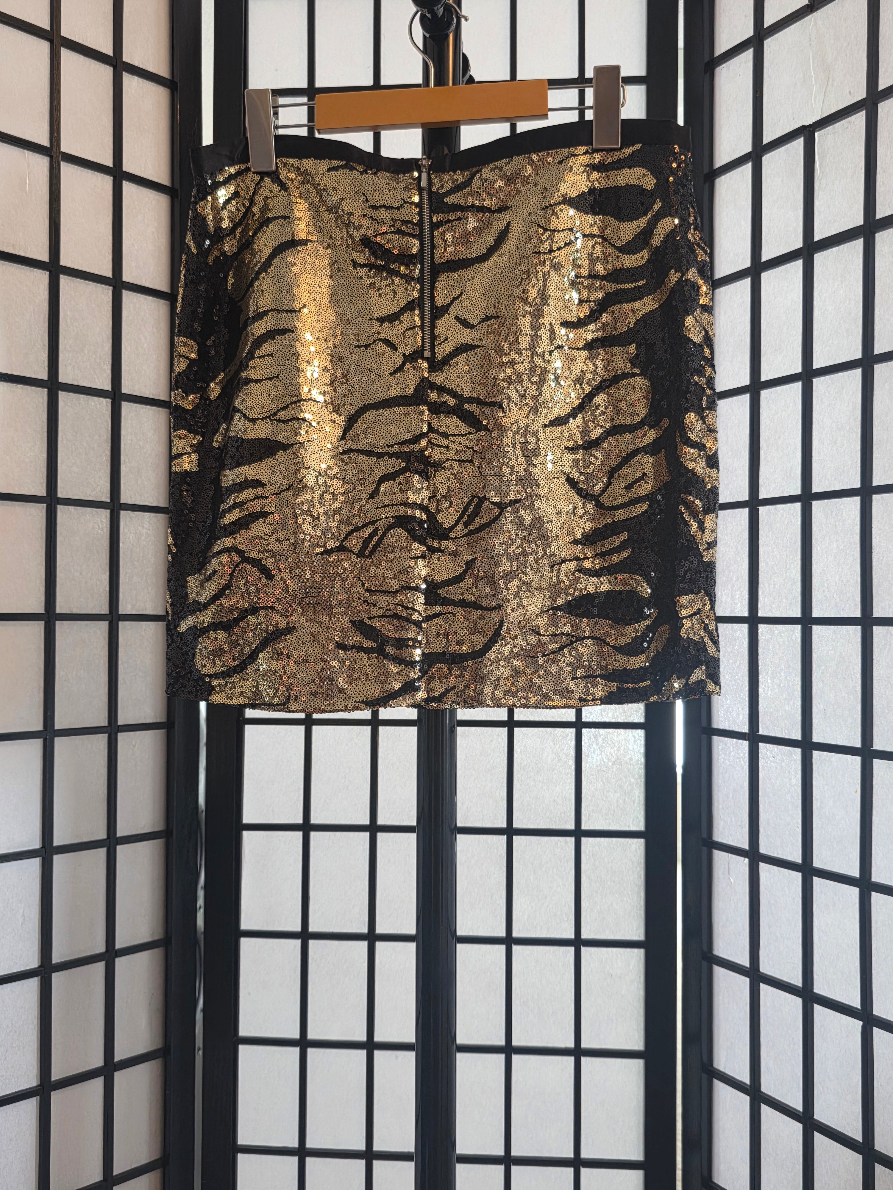 Golden Prowl Sequin Mini Skirt