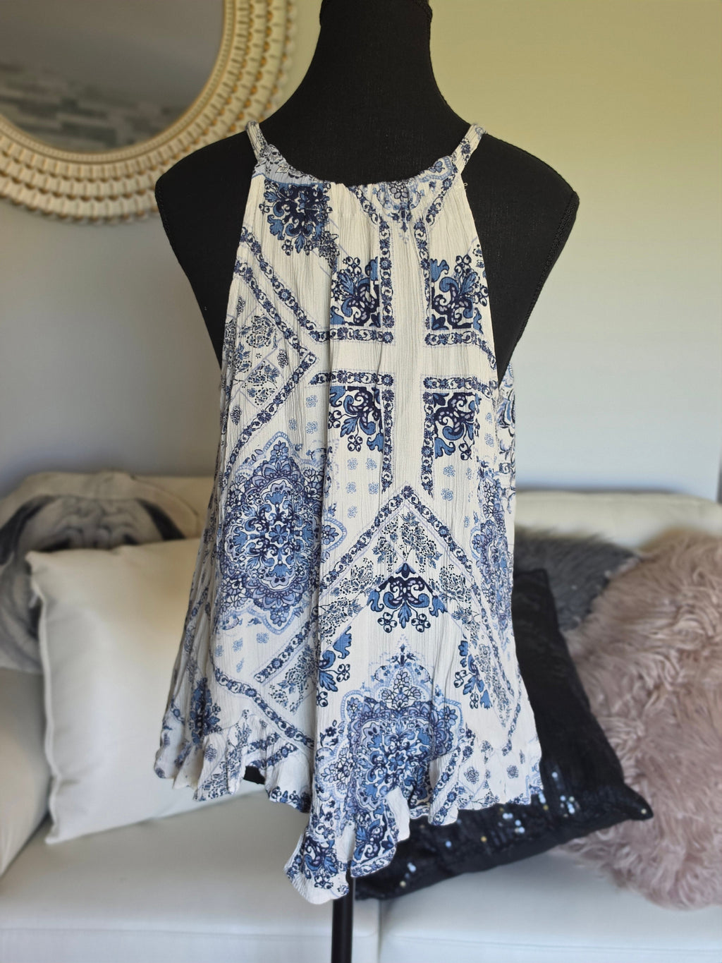 Maurices Boho Paisley Halter — Navy Blue Dream | Size L