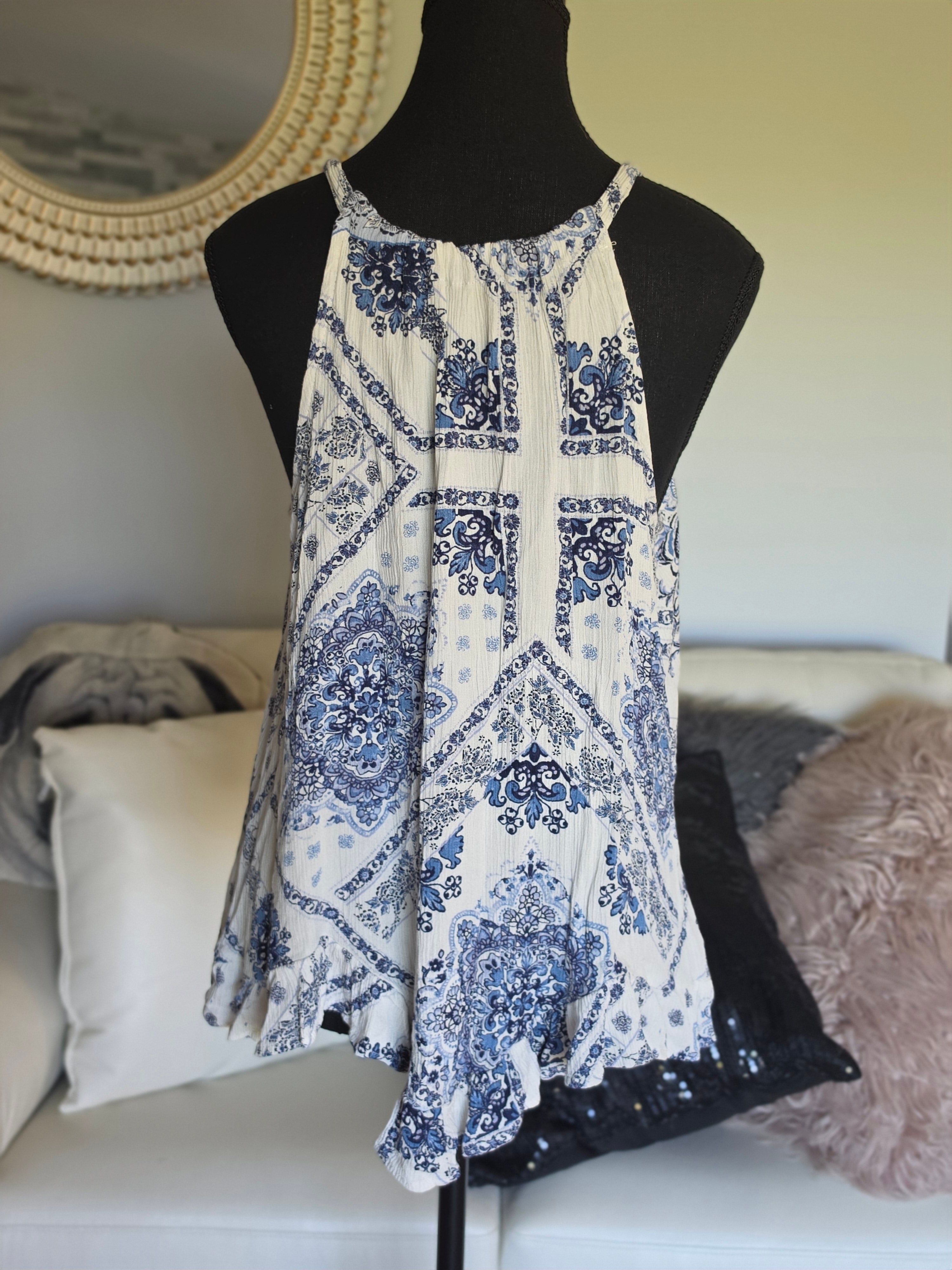 Maurices Boho Paisley Halter — Navy Blue Dream | Size L