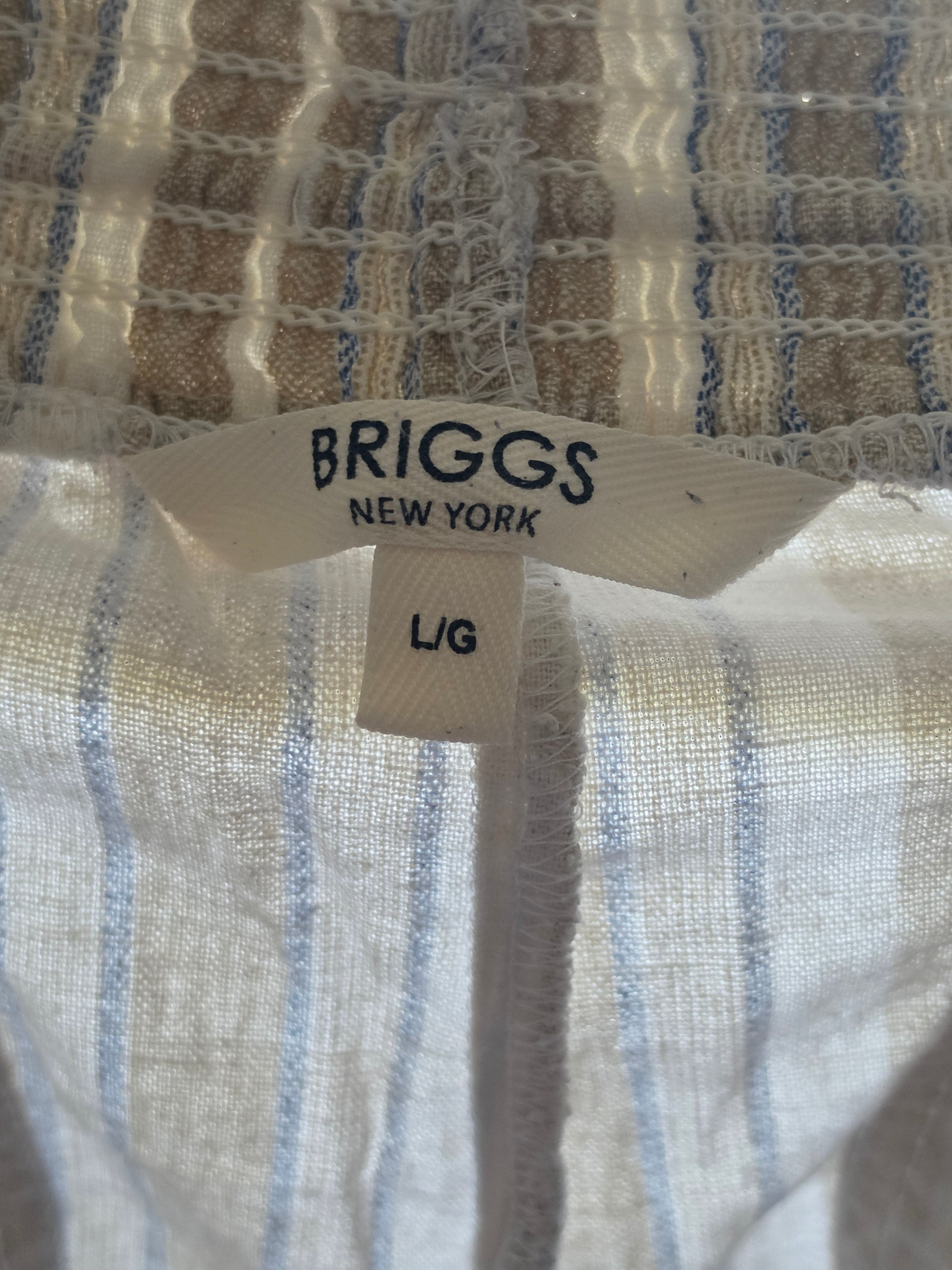 The Lazy Sunday Linen Short — Briggs New York Striped Smocked Waist