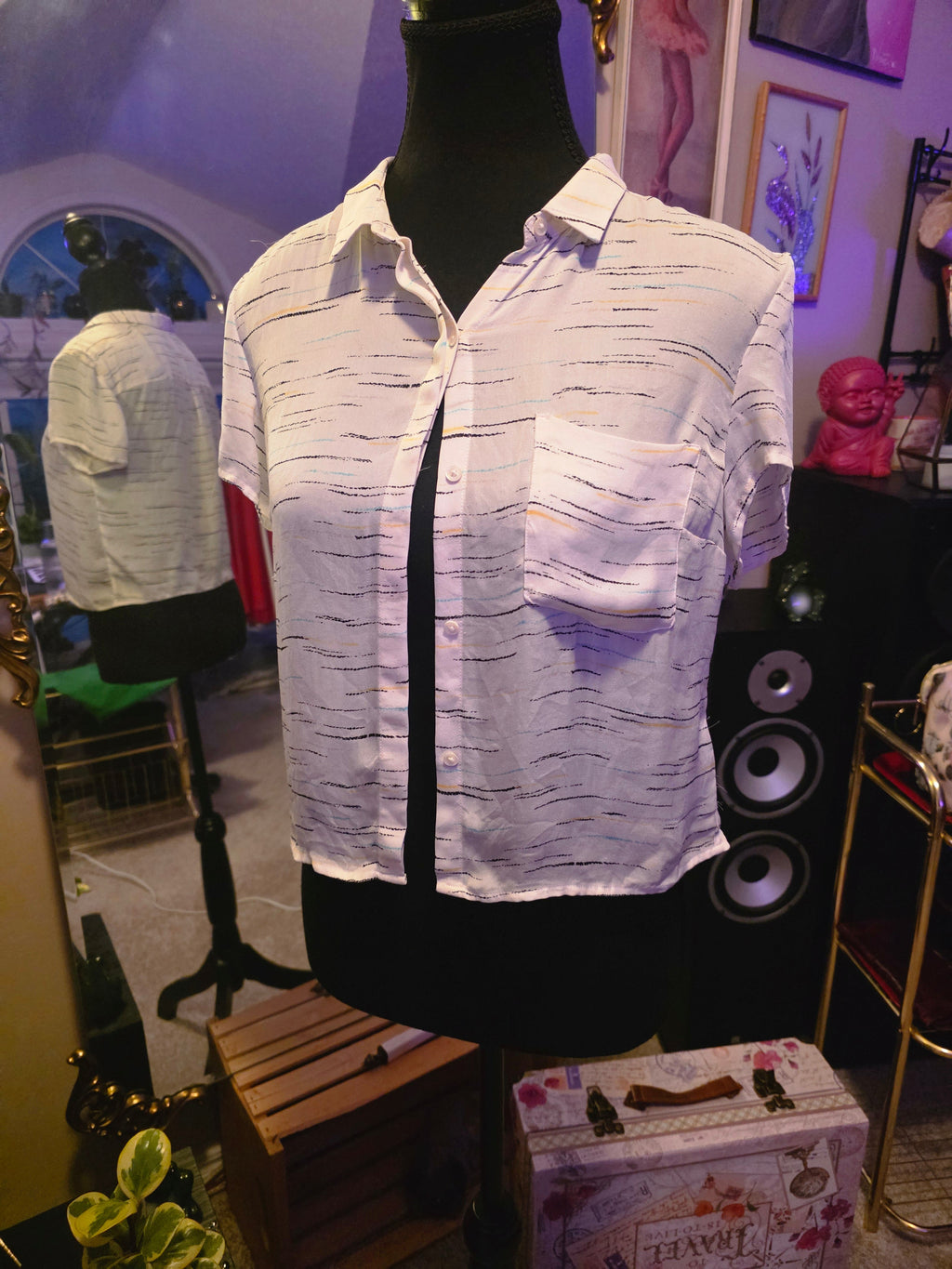 Painted Lines Silk Blouse