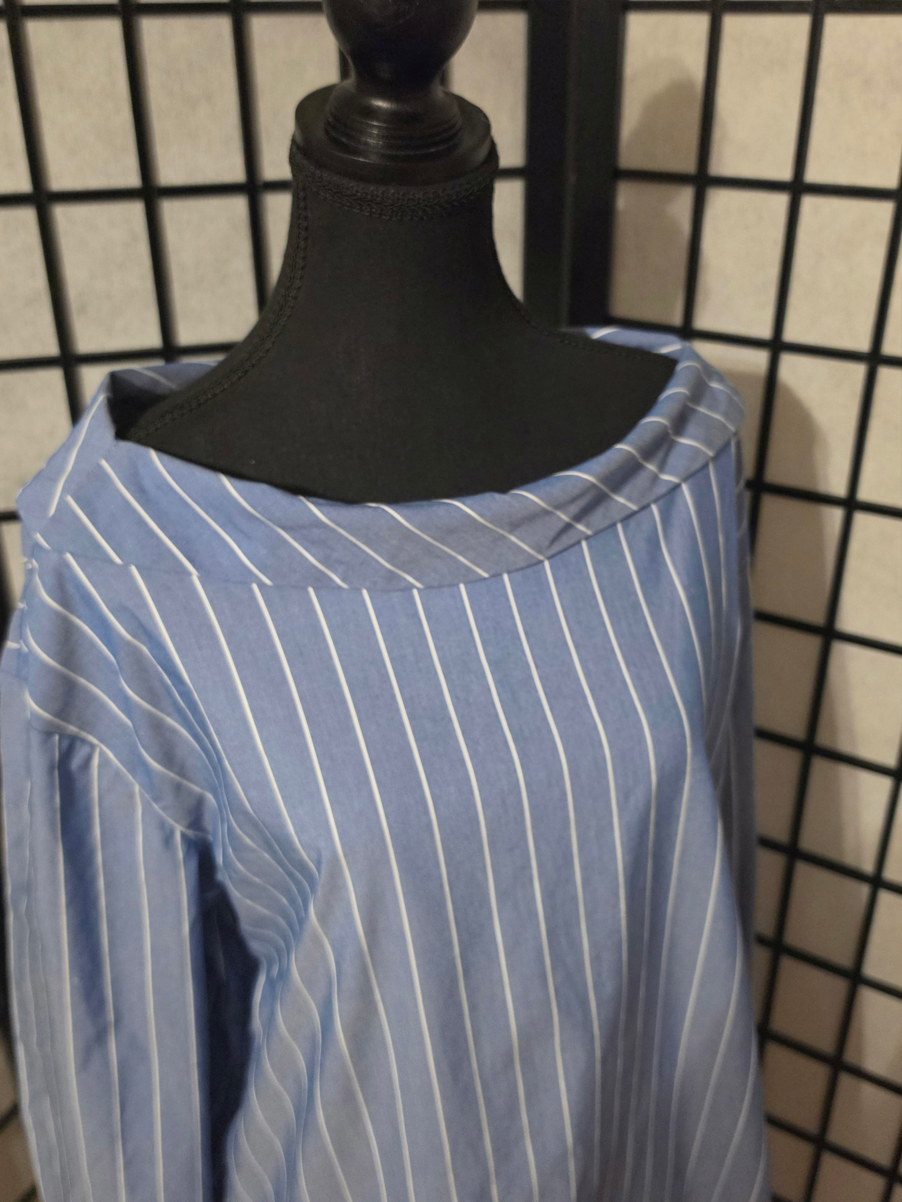 The Blueprint — Banana Republic Pinstripe Off-Shoulder Shirt