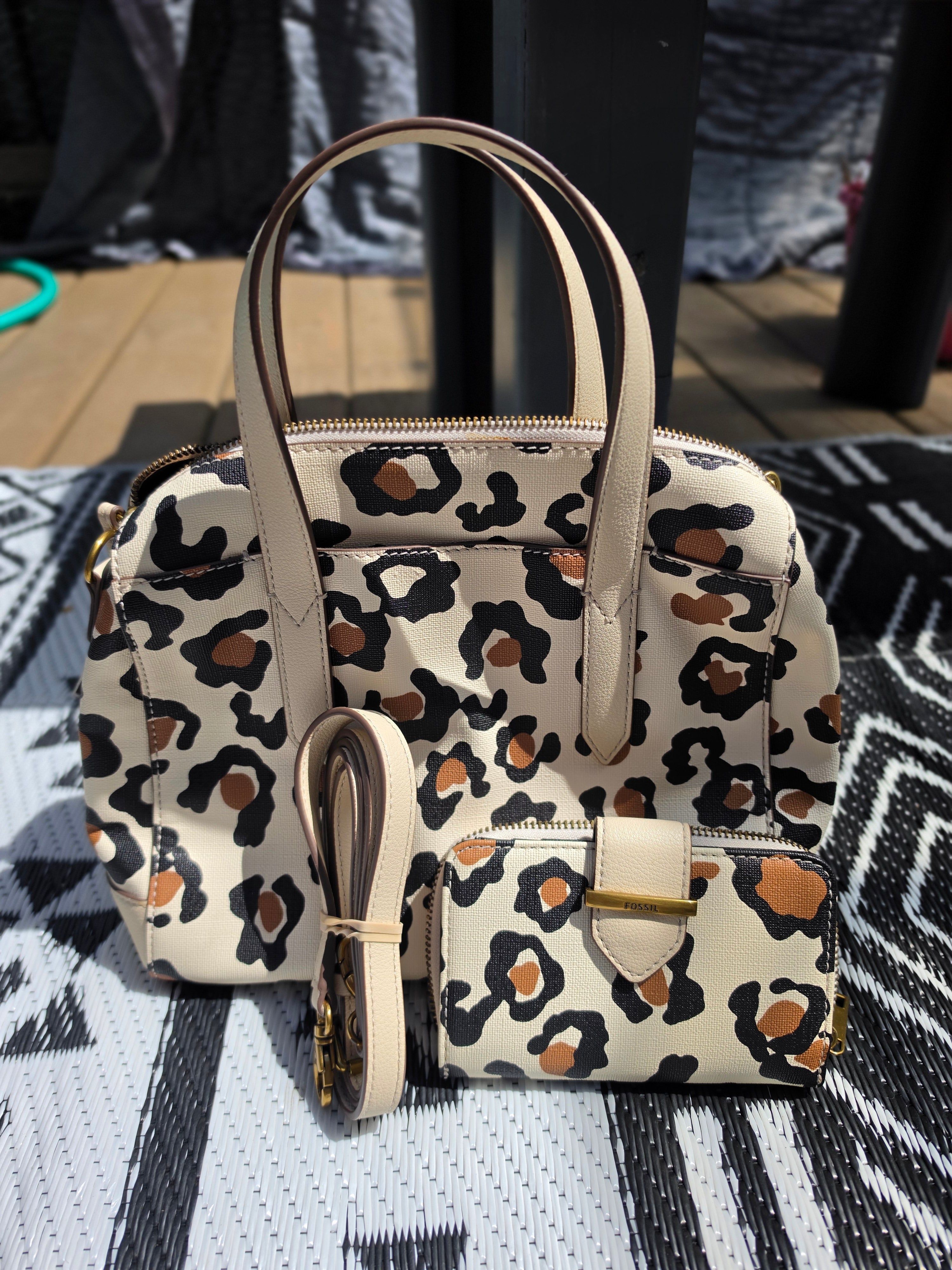 Wild at Heart — Fossil Leopard Print Mini Satchel & Wallet Set