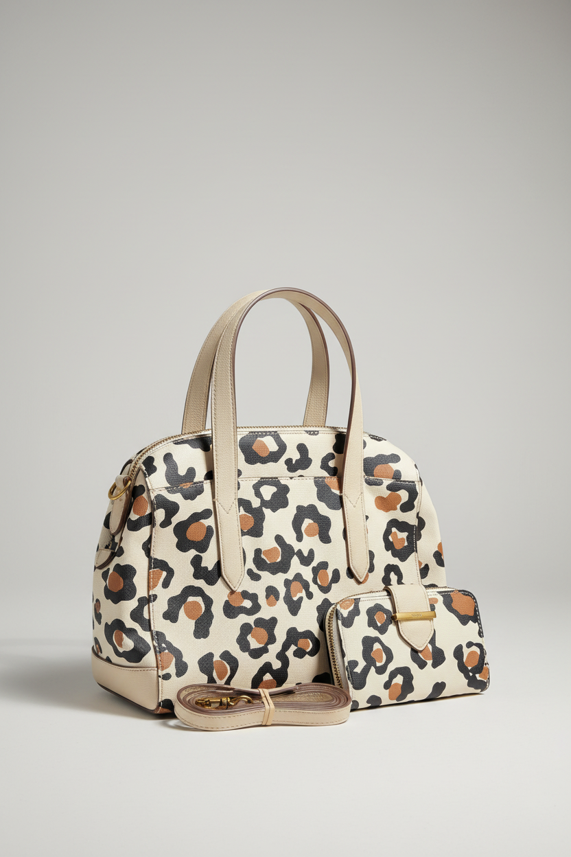 Wild at Heart — Fossil Leopard Print Mini Satchel & Wallet Set