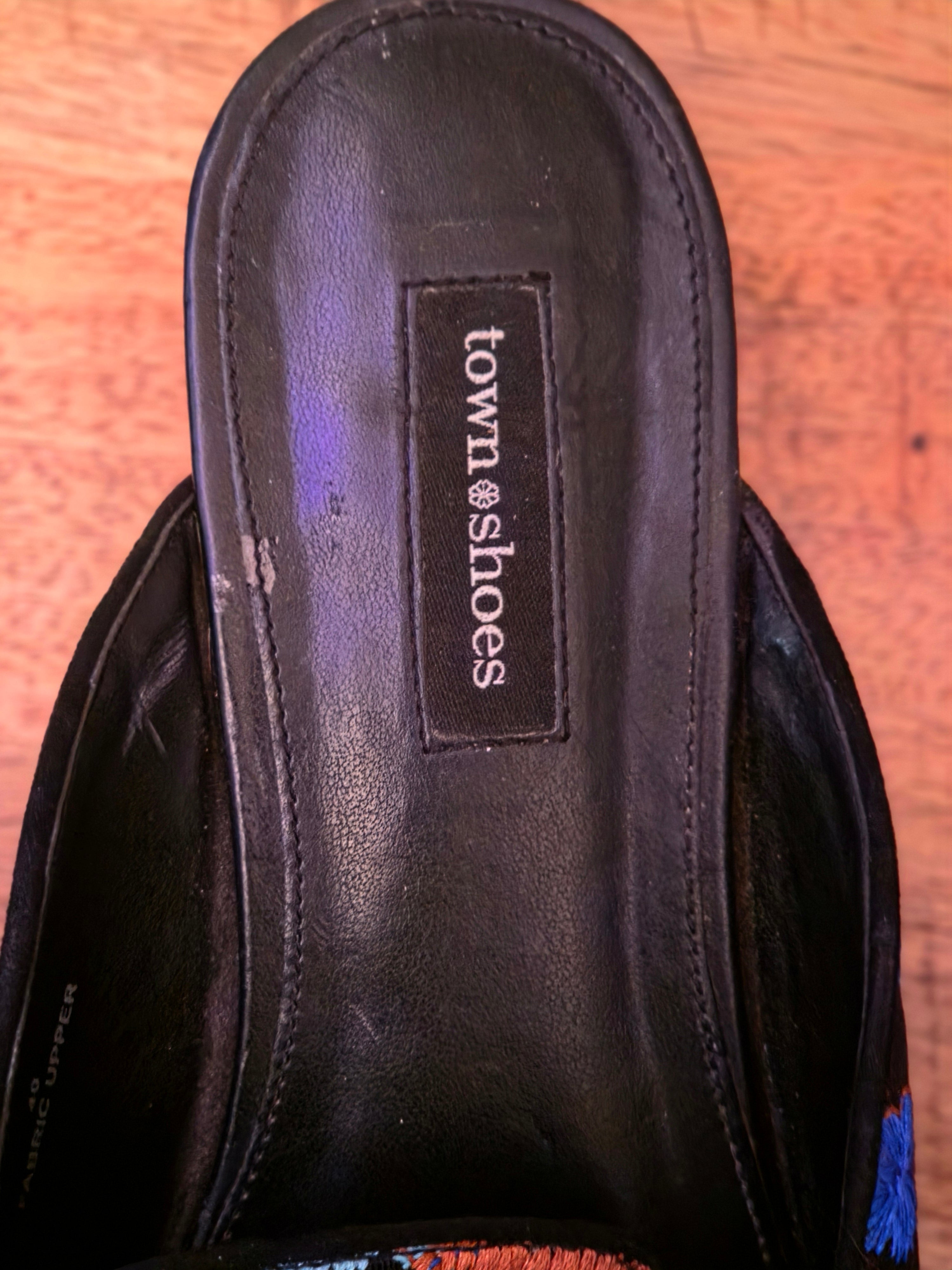 Midnight Garden Embroidered Mule Loafers – Town Shoes