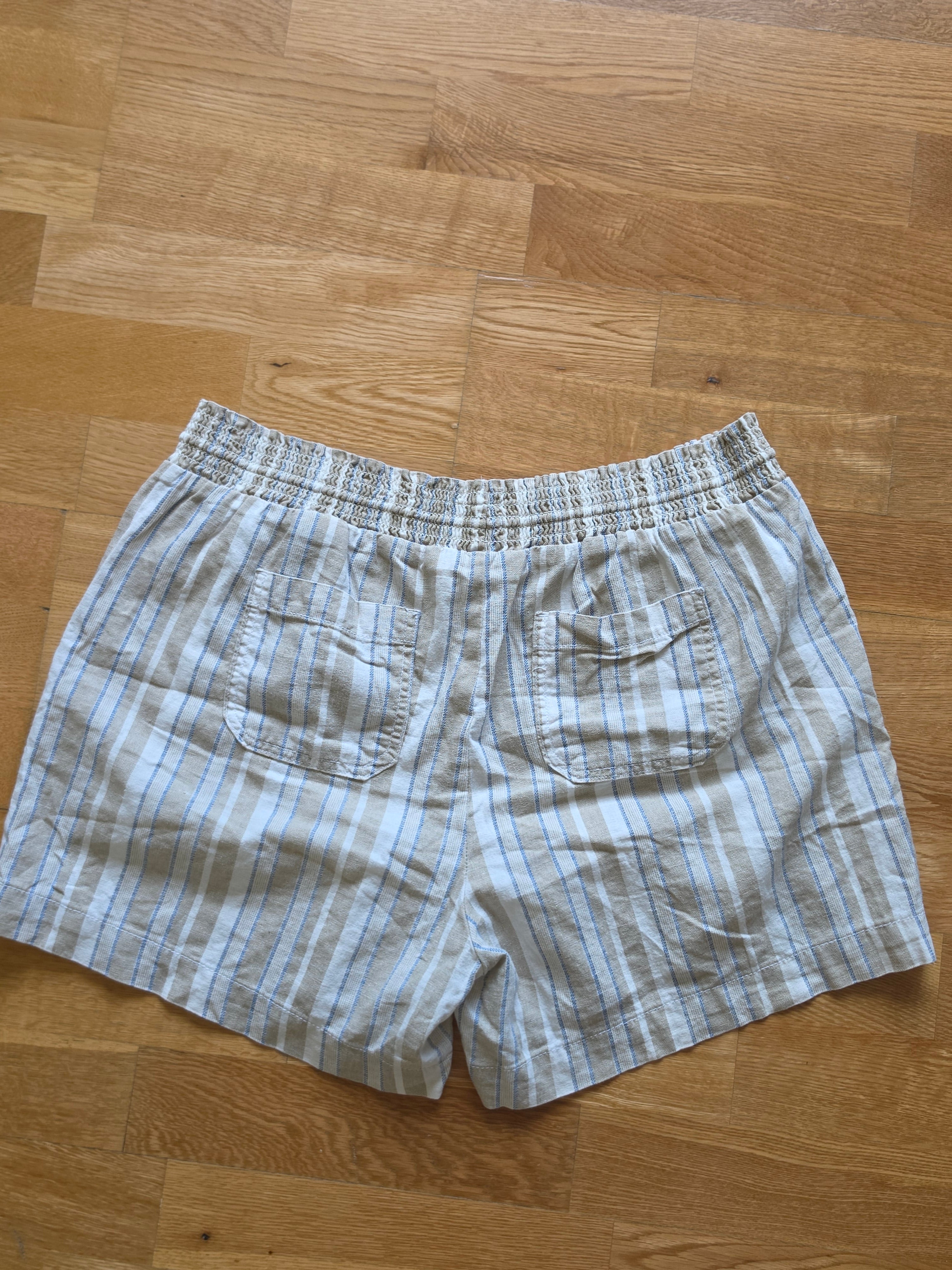 The Lazy Sunday Linen Short — Briggs New York Striped Smocked Waist