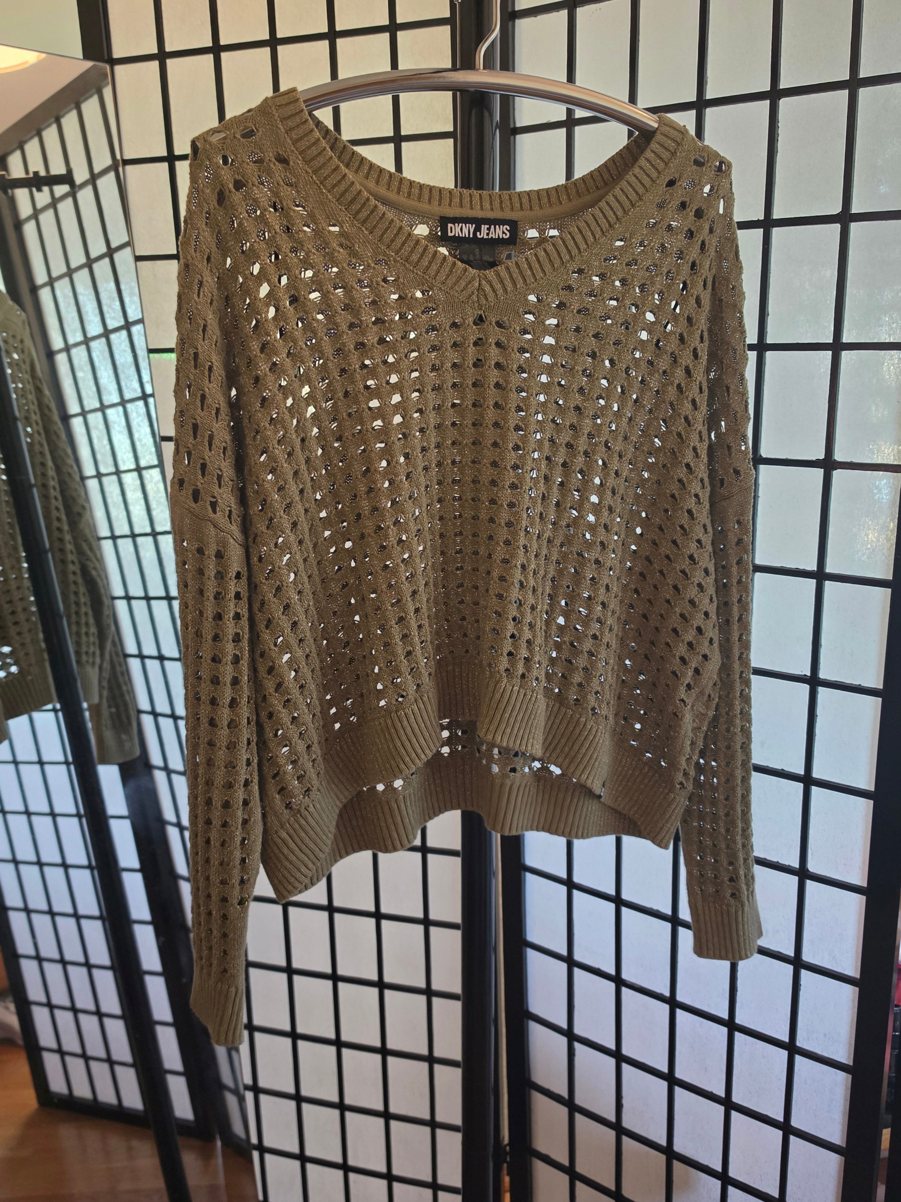 Gilded Shadows Open-Weave Pullover
