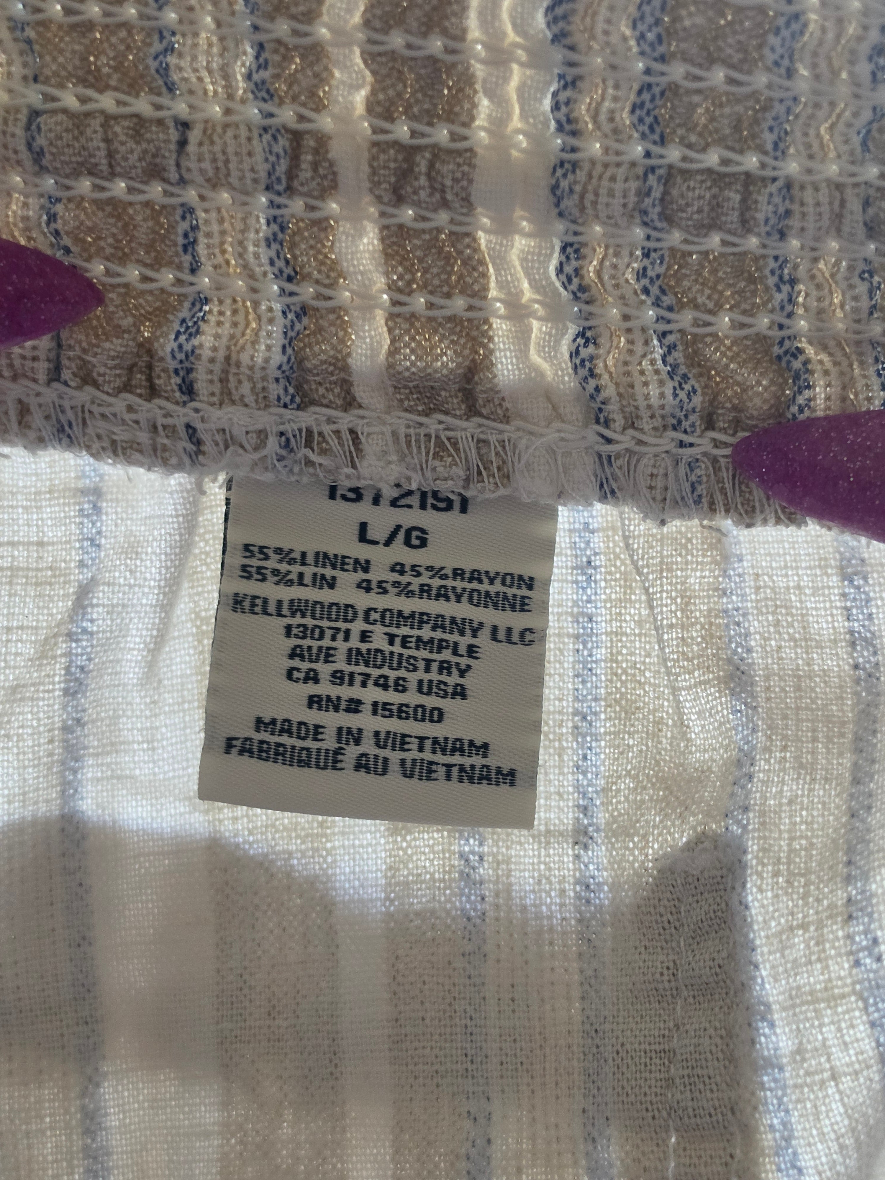 The Lazy Sunday Linen Short — Briggs New York Striped Smocked Waist