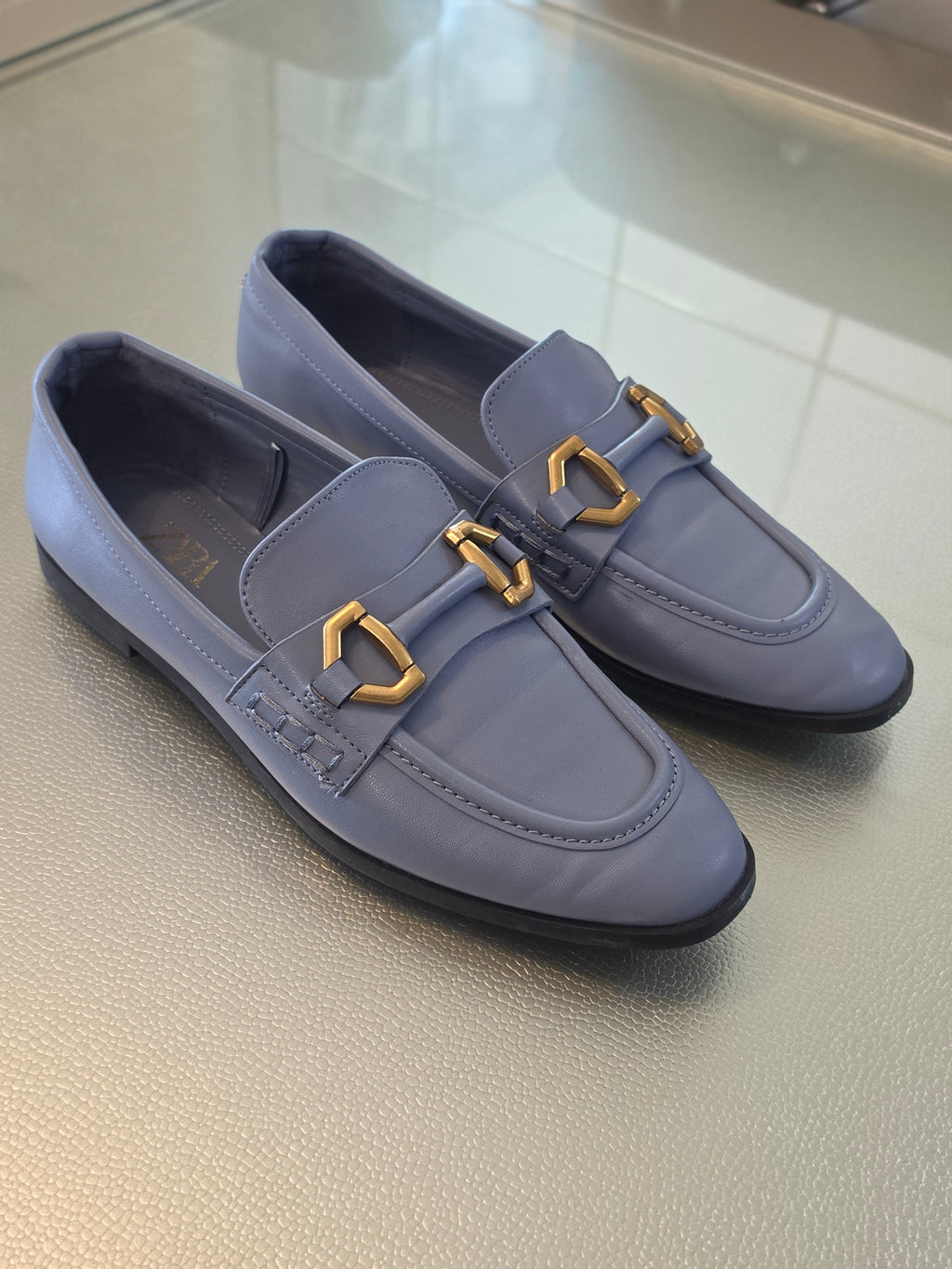 The Periwinkle Bit Loafer — Gold Hardware Flat