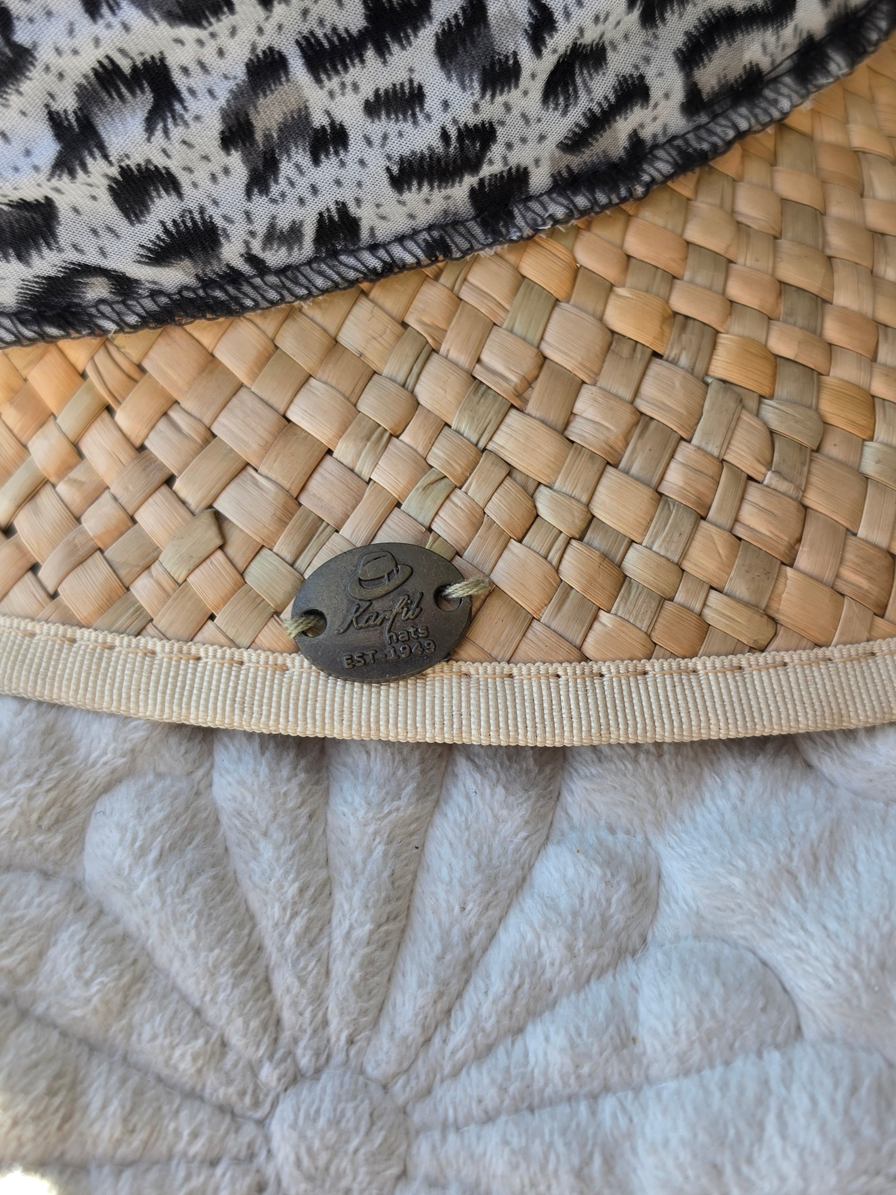 The Wild Brim — Karfil Straw Boater with Leopard Scarf