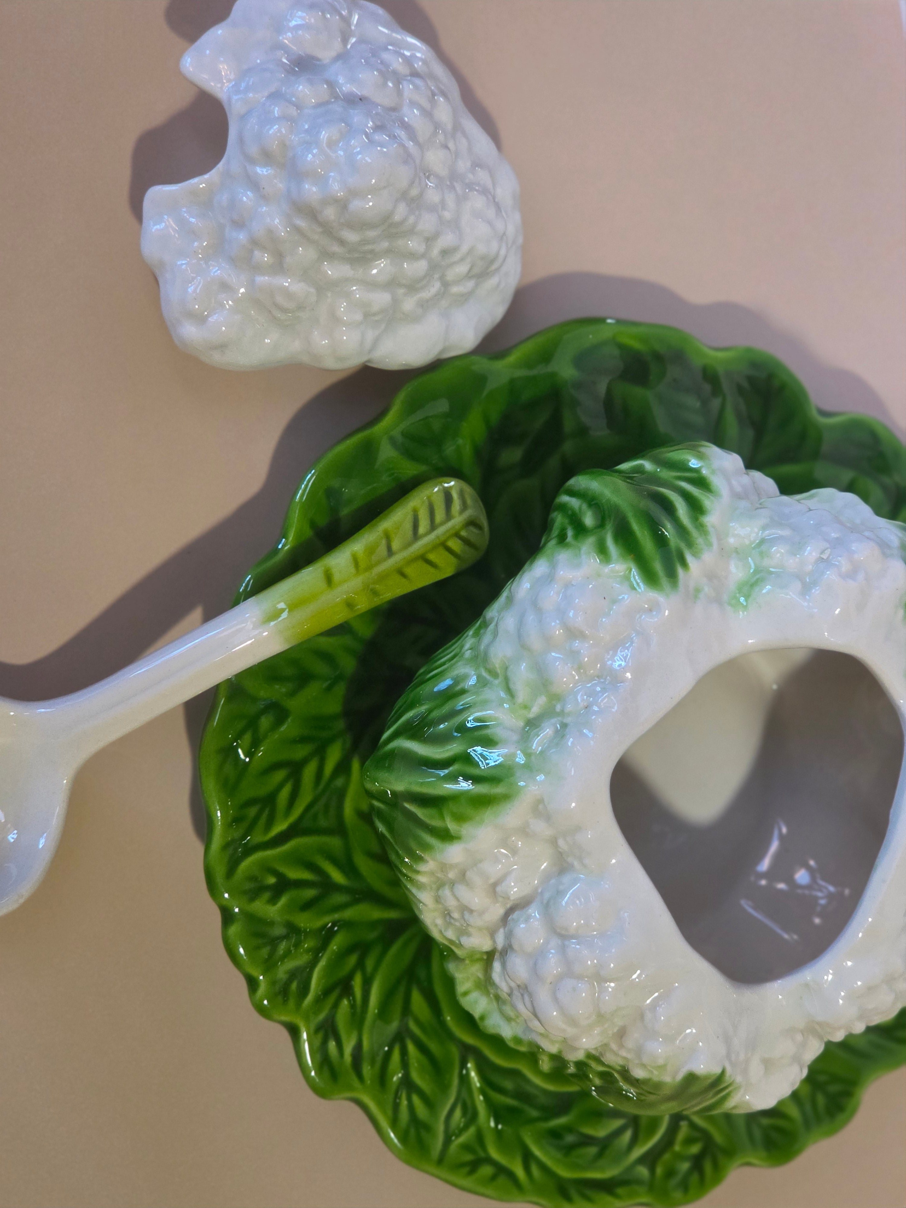 Whimsically Rooted Cauliflower Ceramic Tureen Set