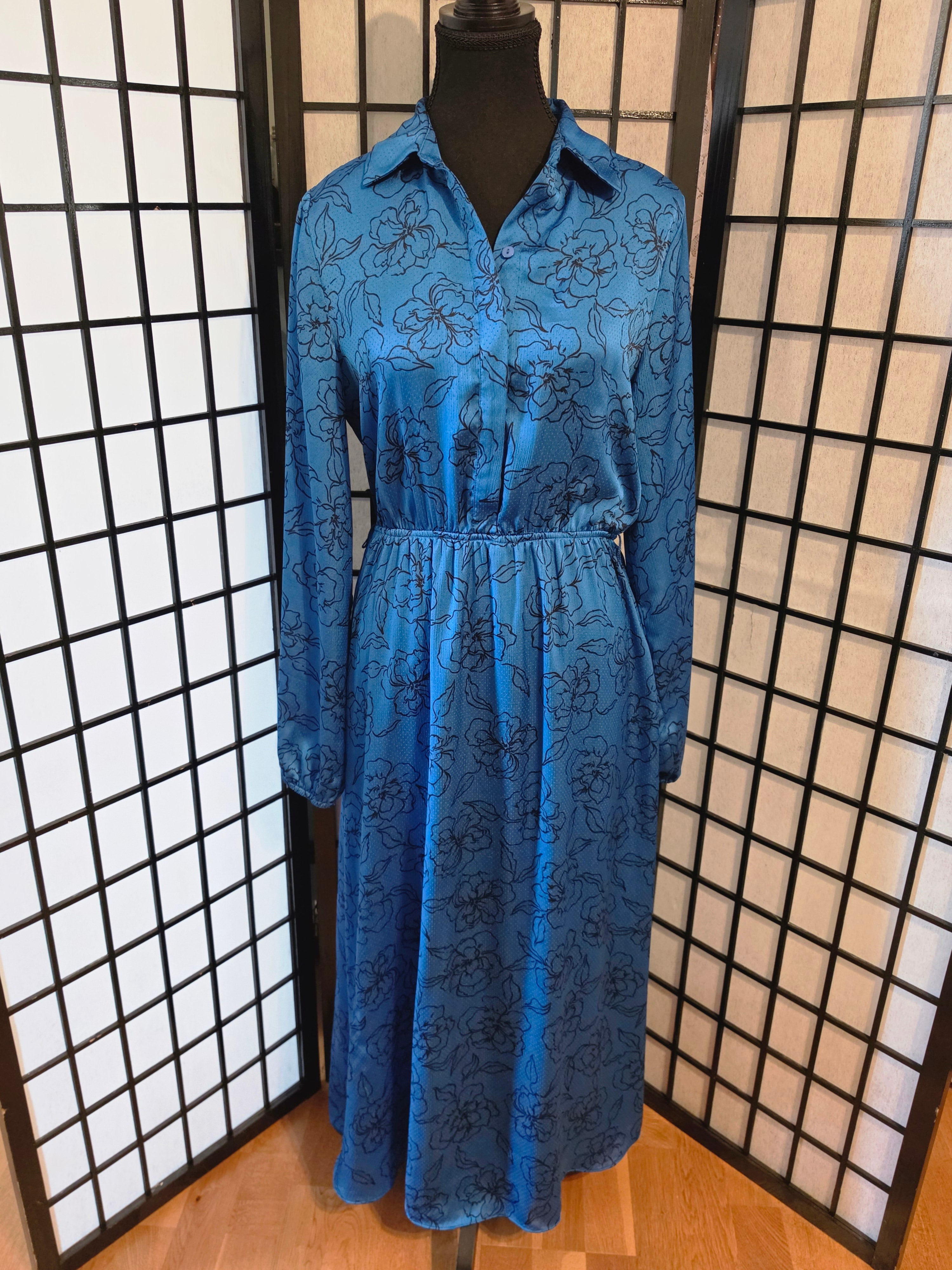 Gracefully Printed Azure Dress