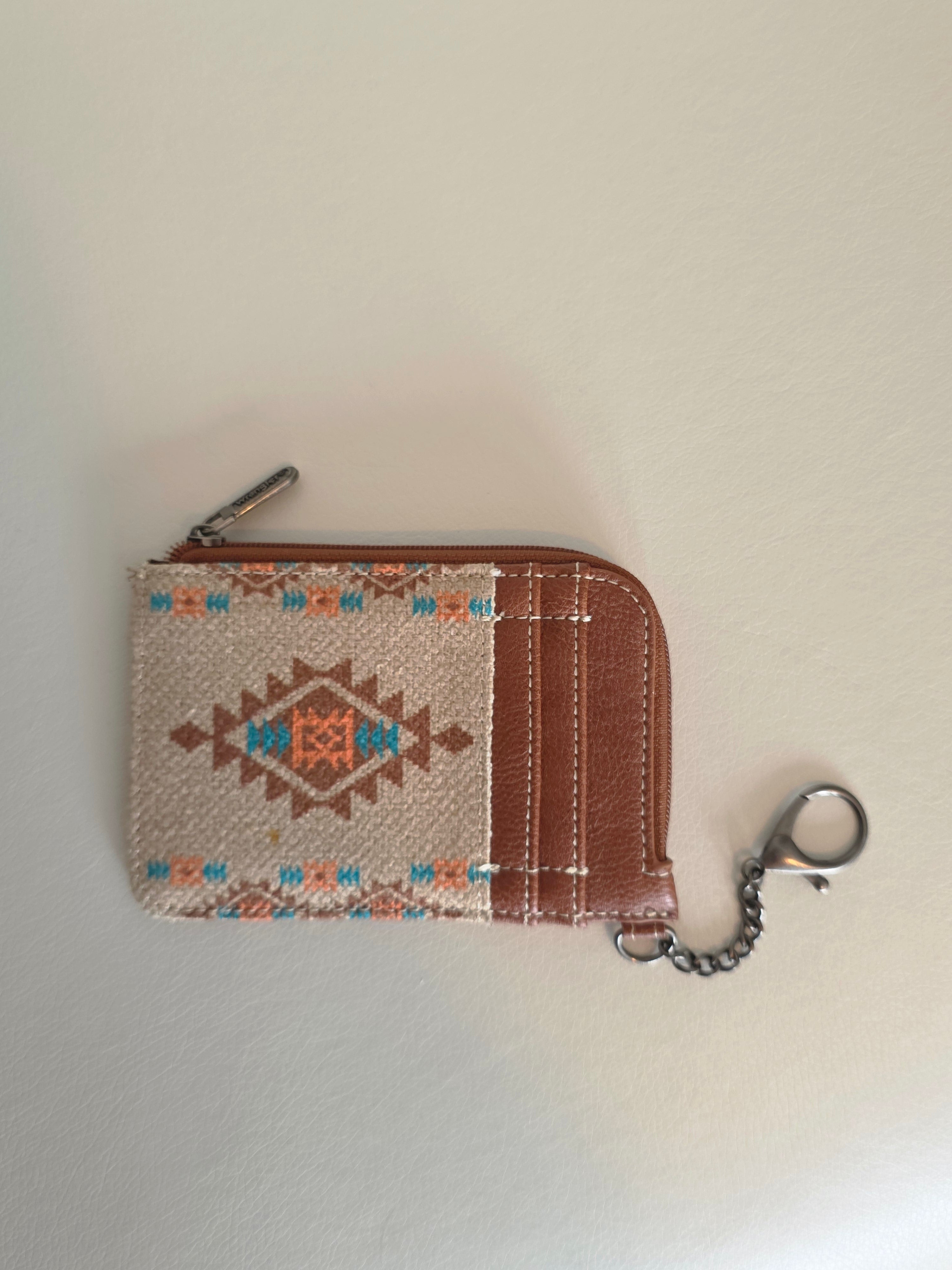 Southwestern Aztec Wallet - Zip-Around Wallet with Chain