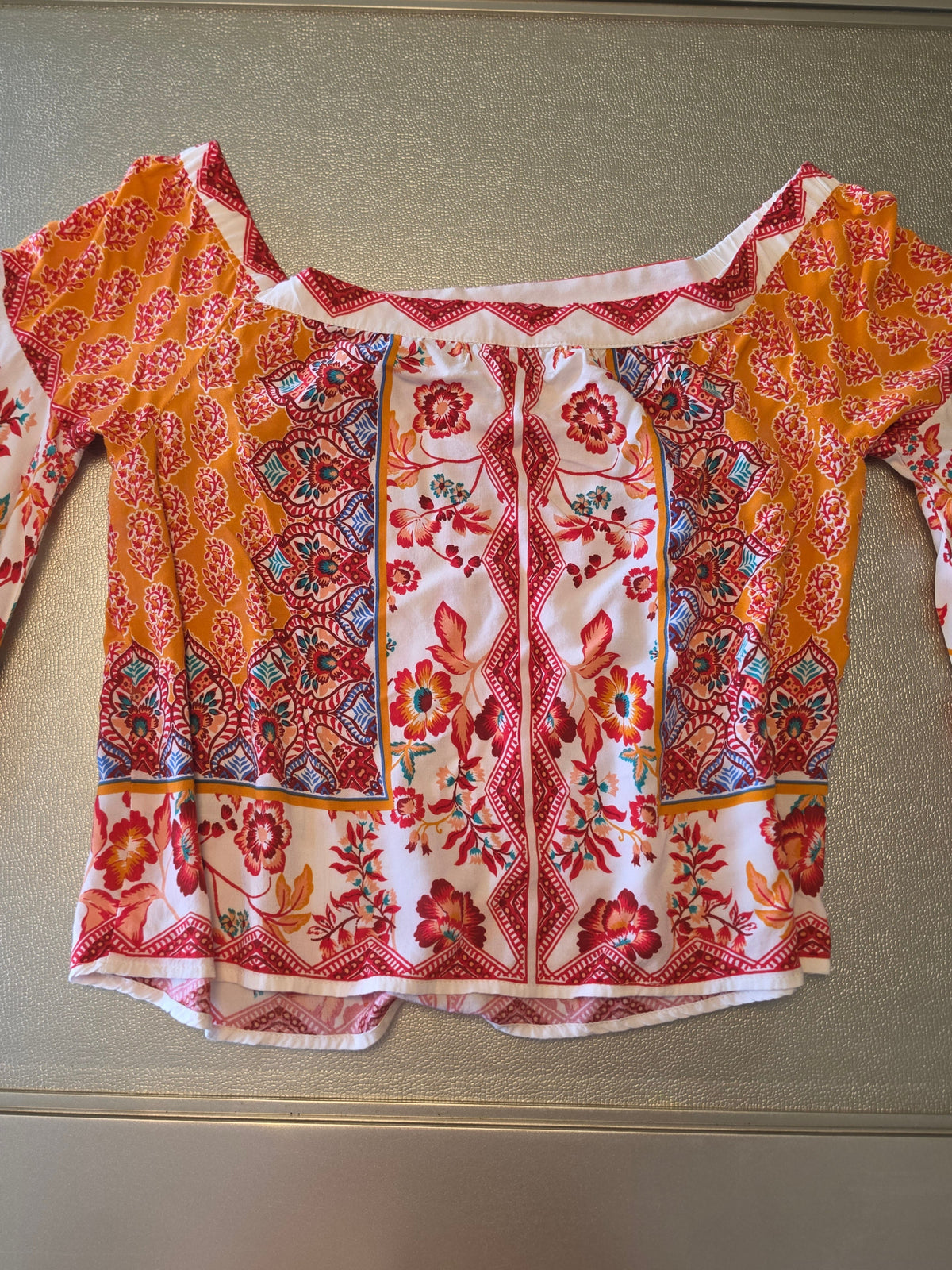 The Soleil Flutter Blouse — Crimson Marigold