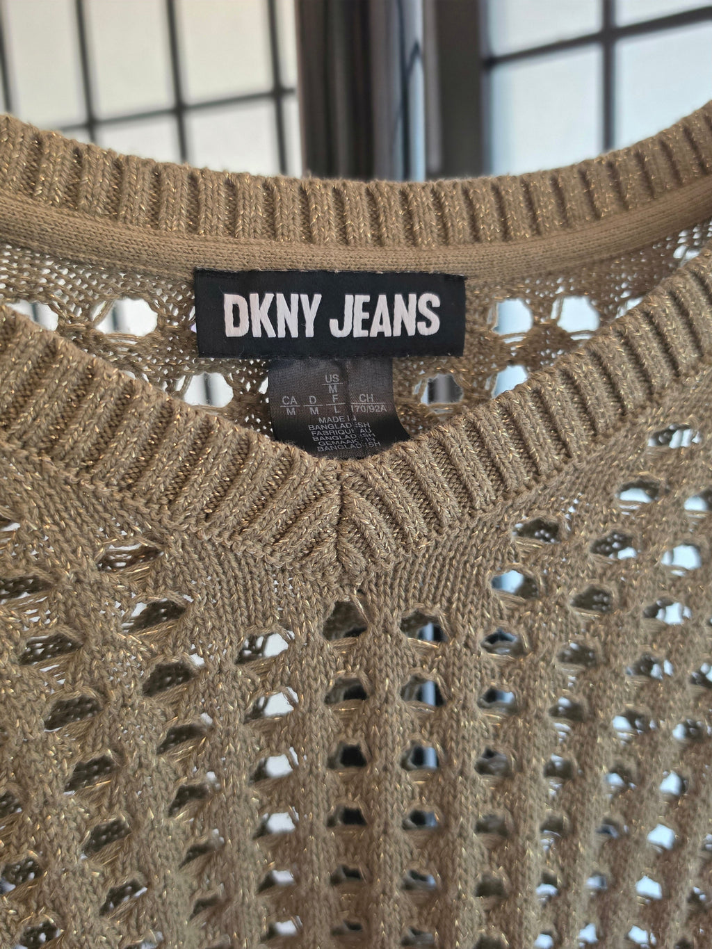 Gilded Shadows Open-Weave Pullover