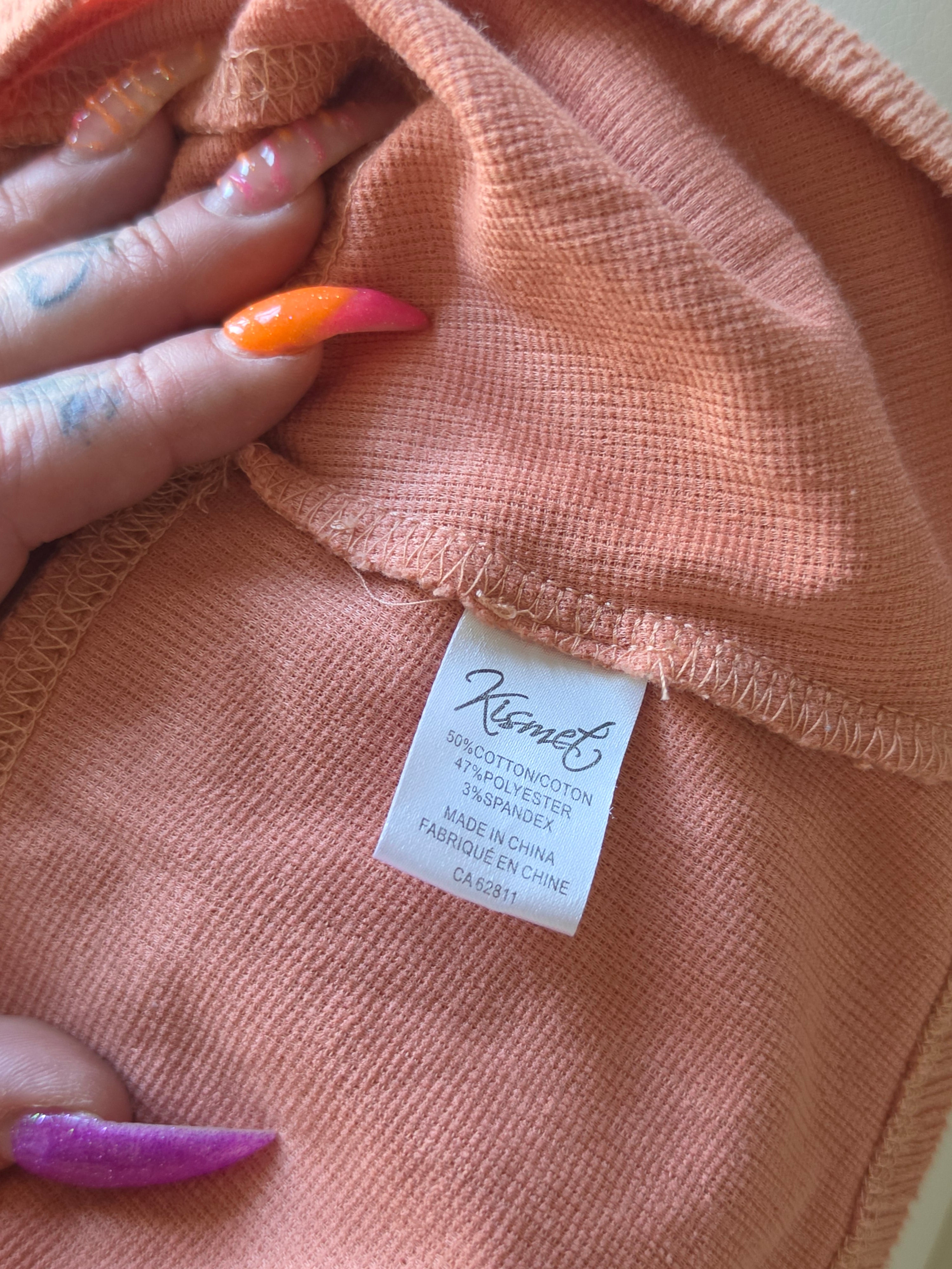 Kismet Peach Crinkle Crossback Peplum Tank — L