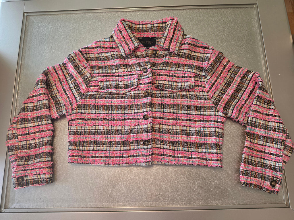 The Chanel-Coded Dream — Bouclé Tweed Jacket | Pink Multicolour