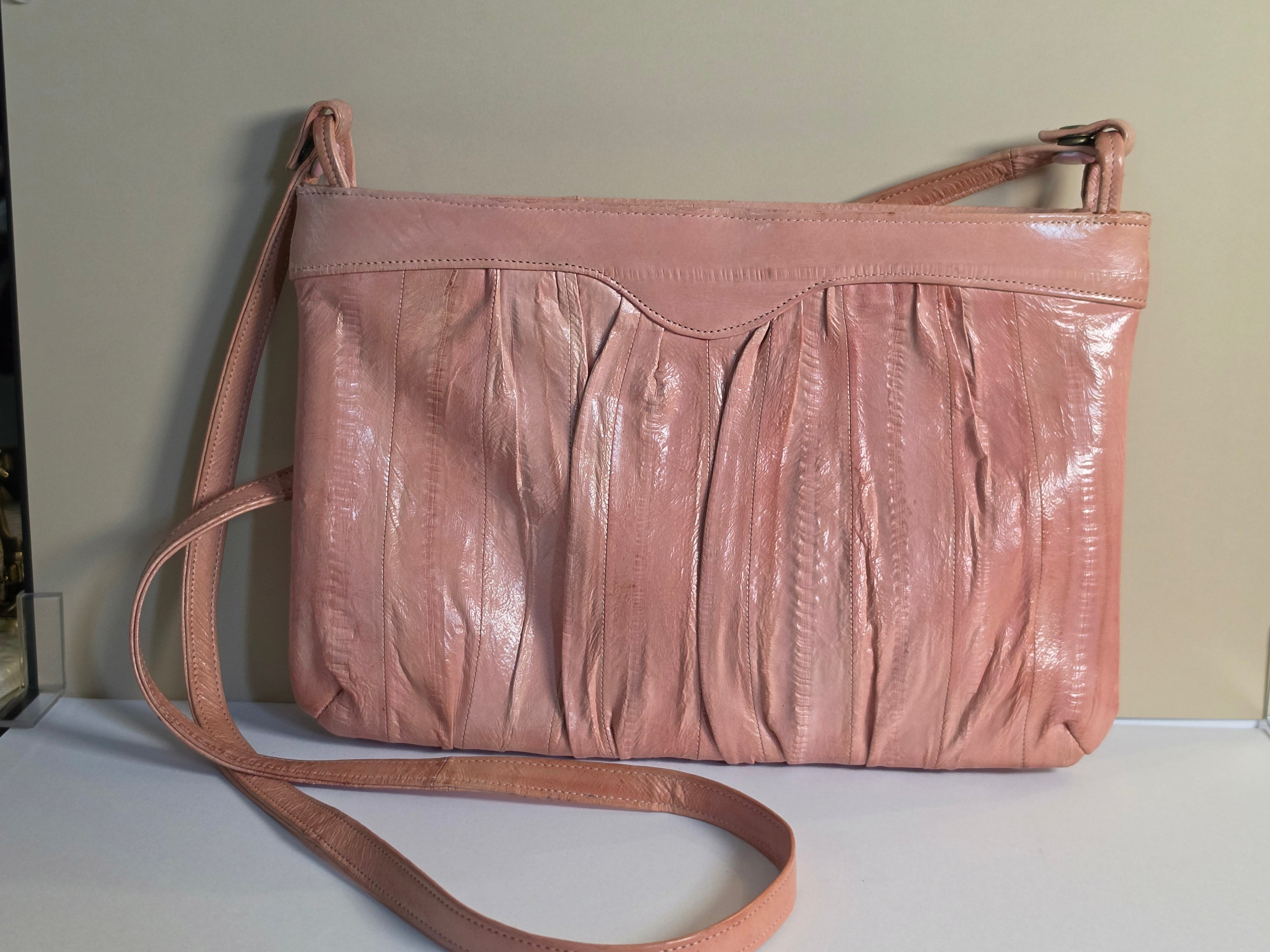Whispered in Rose — Vintage Genuine Eel Skin Crossbody Bag