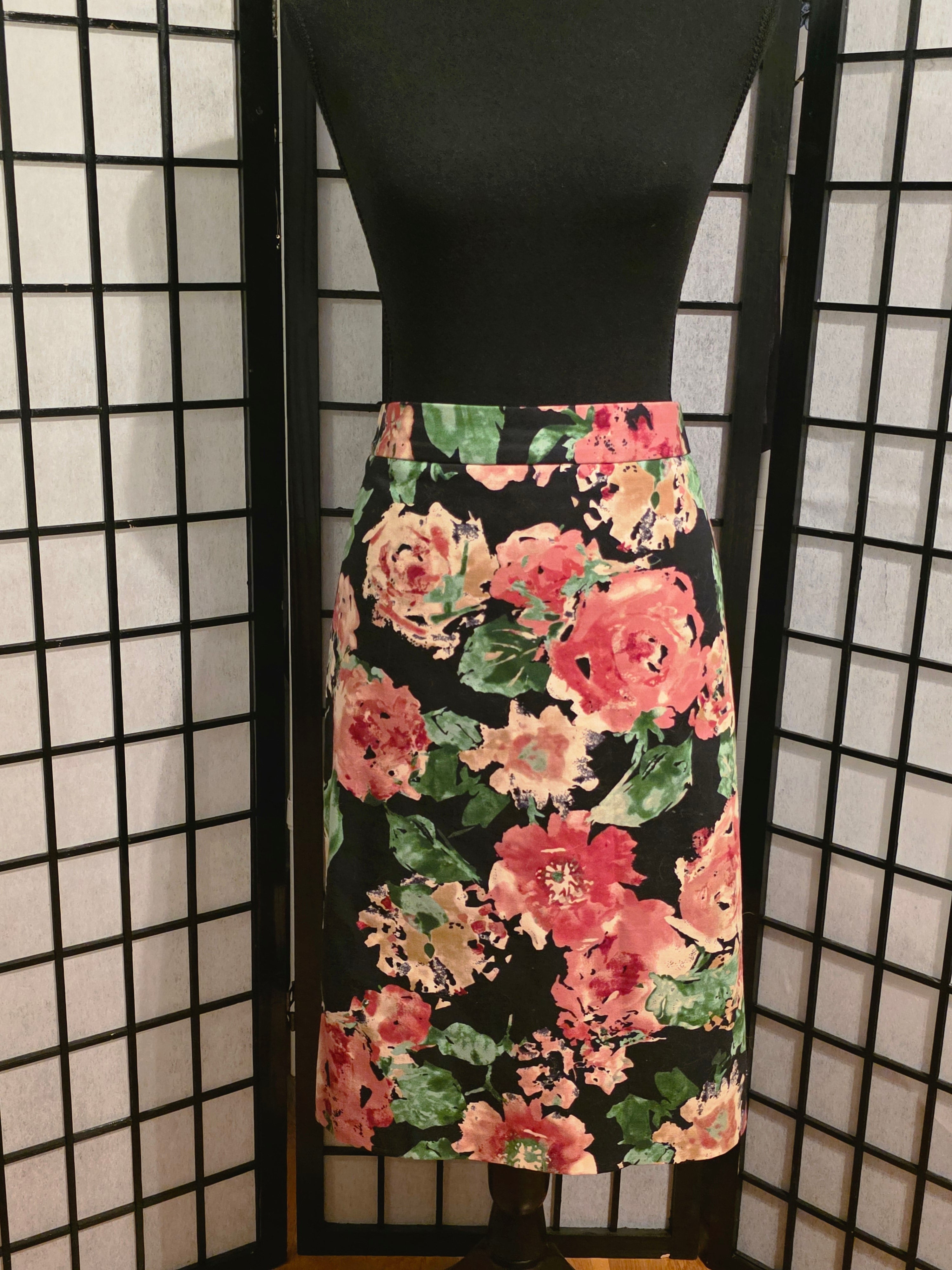 Midnight Garden Pencil Skirt