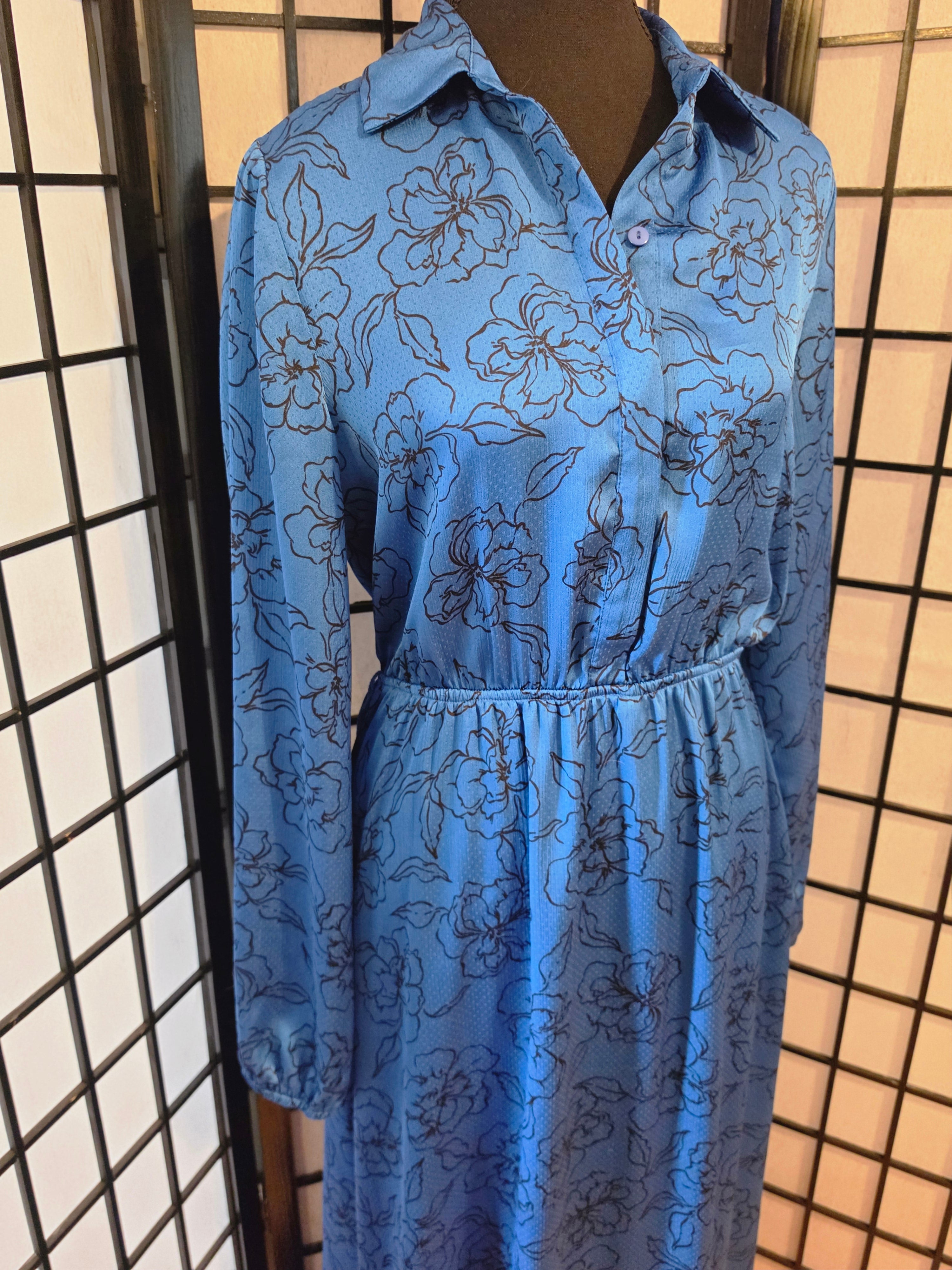 Gracefully Printed Azure Dress