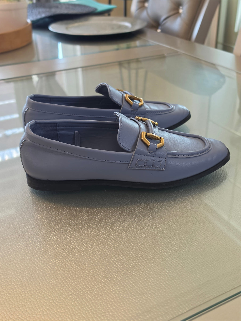 The Periwinkle Bit Loafer — Gold Hardware Flat