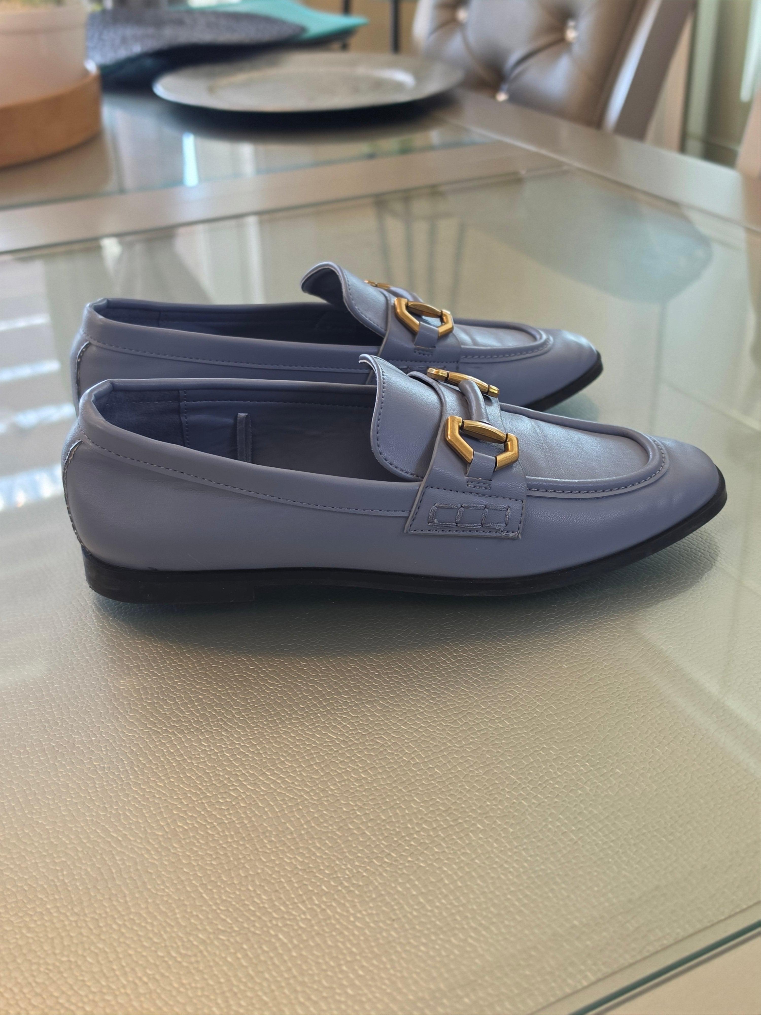 The Periwinkle Bit Loafer — Gold Hardware Flat