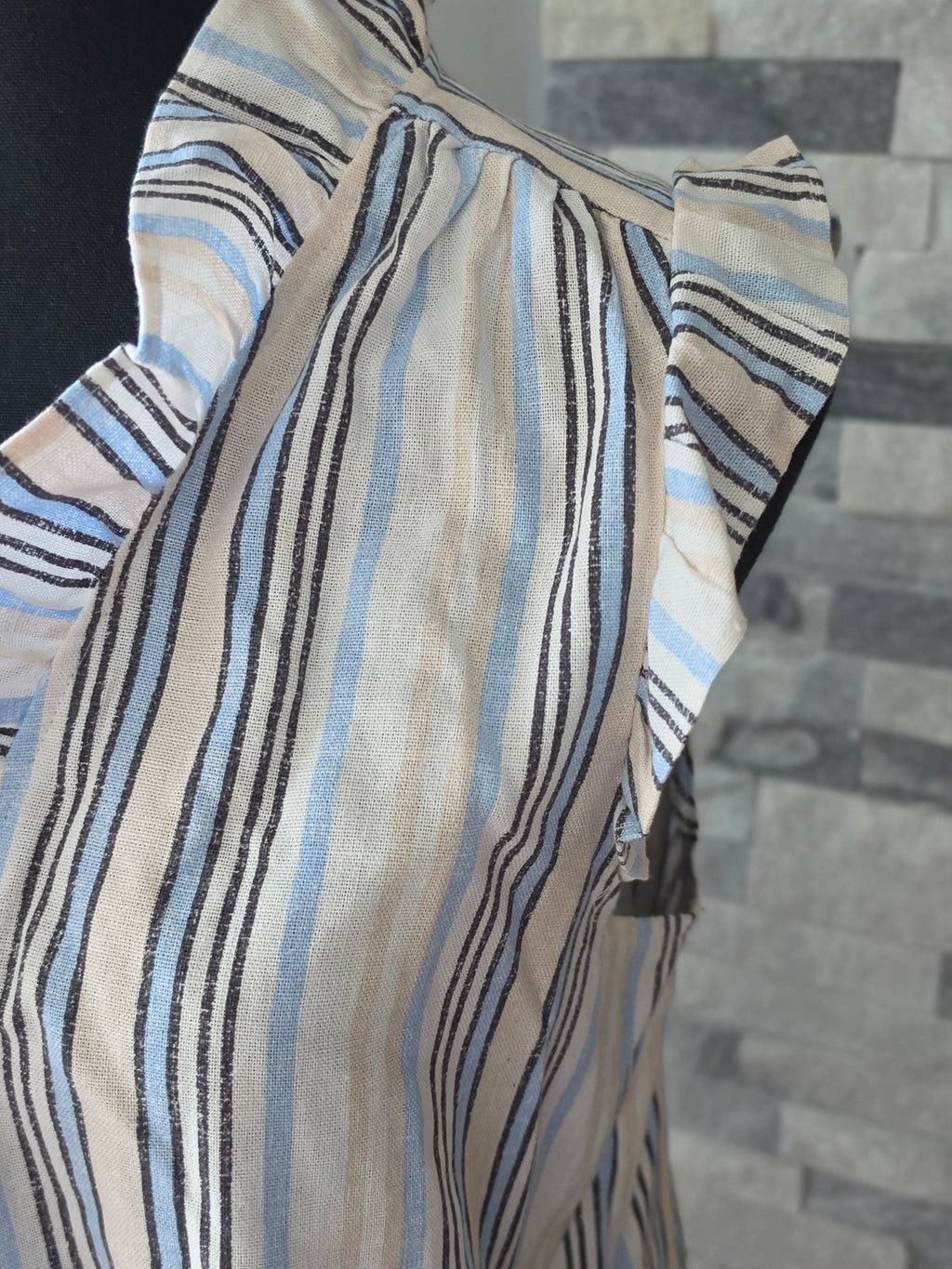 The Ruffle & Stripe — Mexx Sleeveless Babydoll Blouse