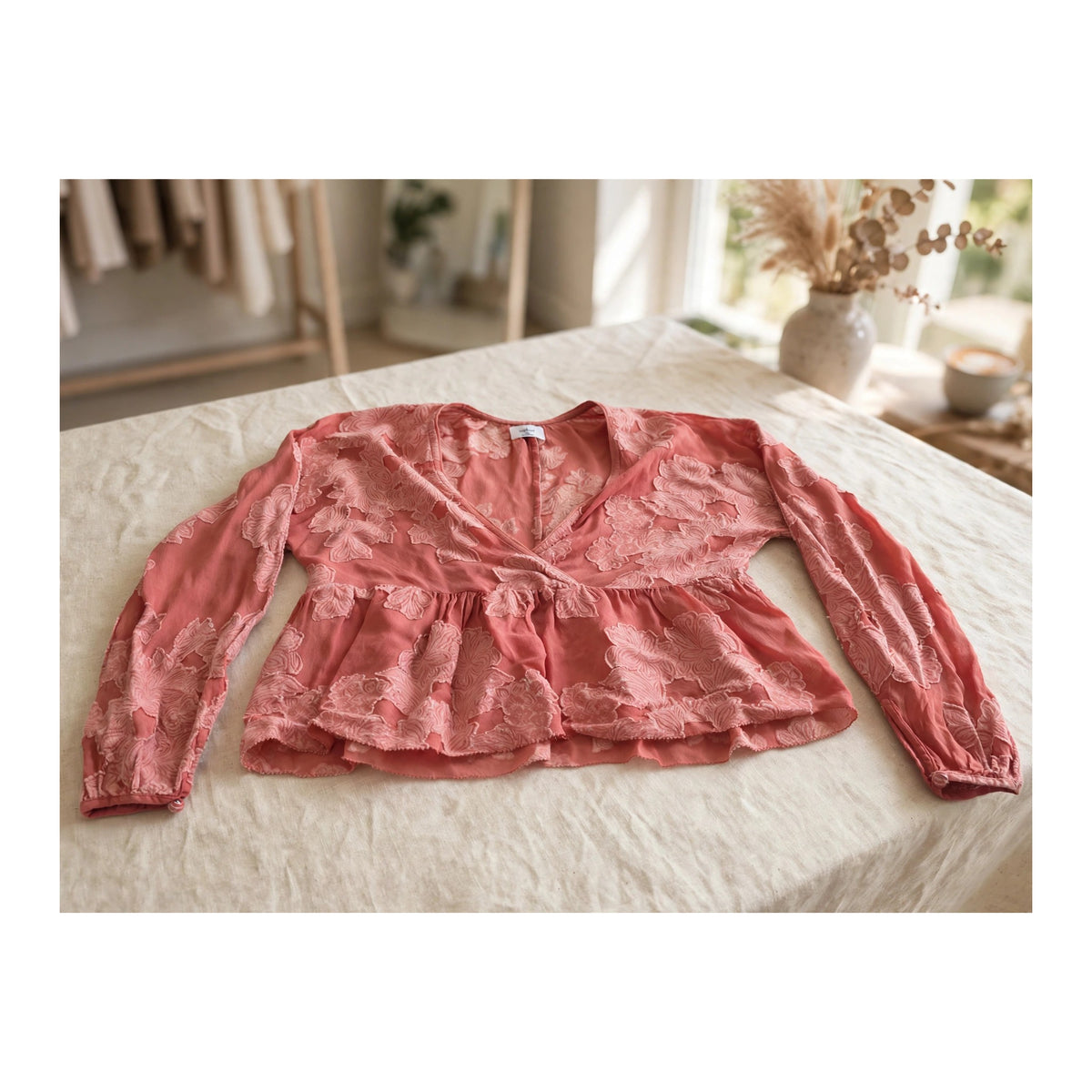 Petals Afterglow | Wilfred Coral Floral Peplum Blouse